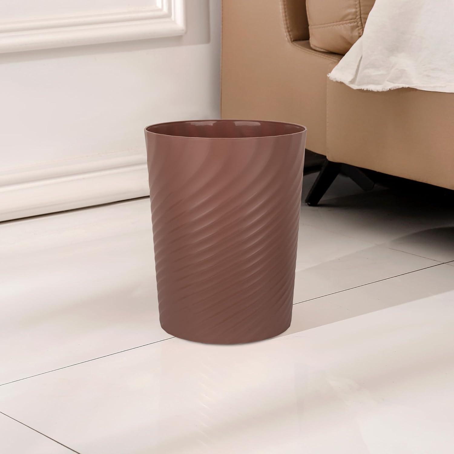 imageUUJOLY Plastic Small Trash Can Wastebasket Garbage Container Basket for Bathrooms Laundry Room Kitchens Offices Kids Rooms Dorms White 18 GallonBrown