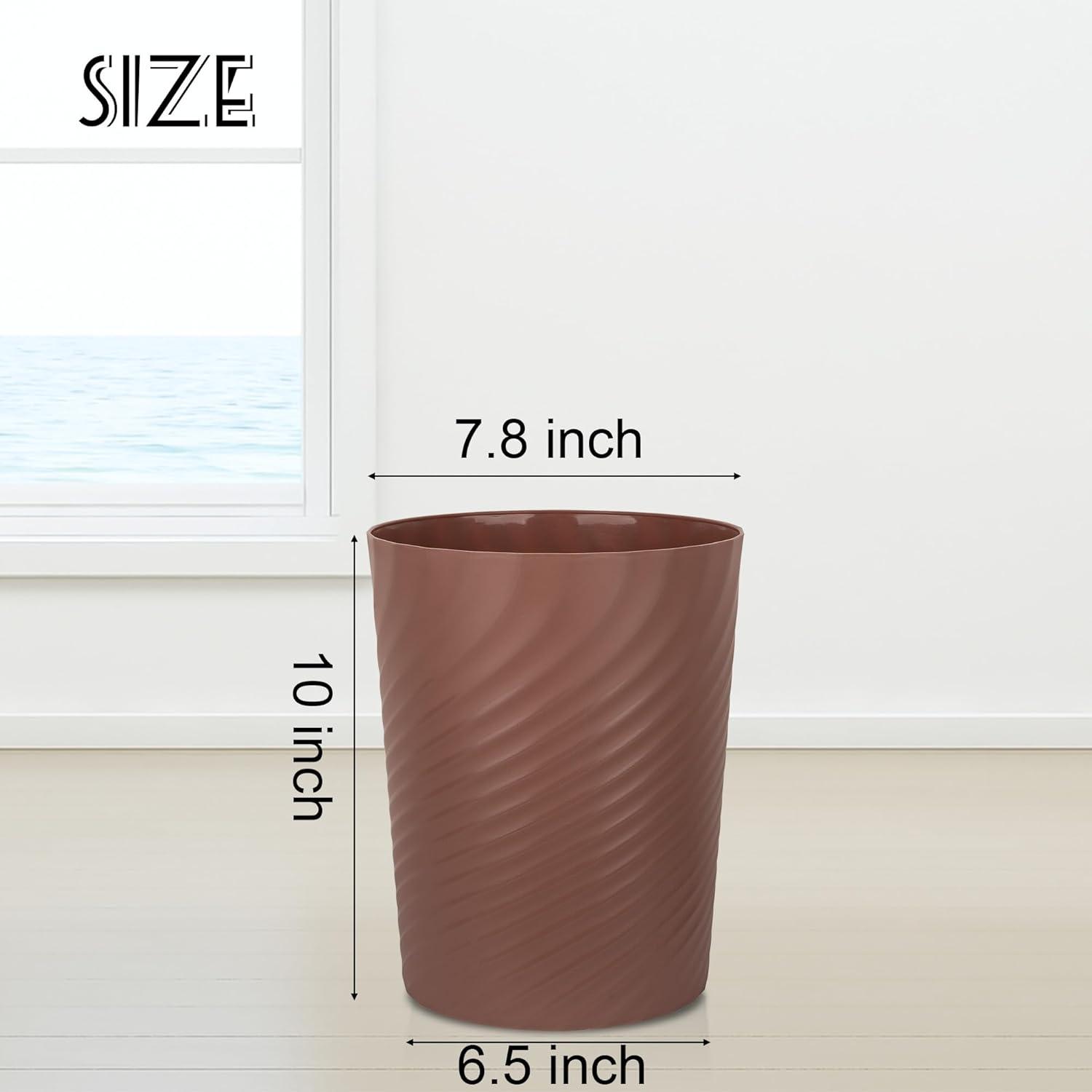 imageUUJOLY Plastic Small Trash Can Wastebasket Garbage Container Basket for Bathrooms Laundry Room Kitchens Offices Kids Rooms Dorms White 18 GallonBrown