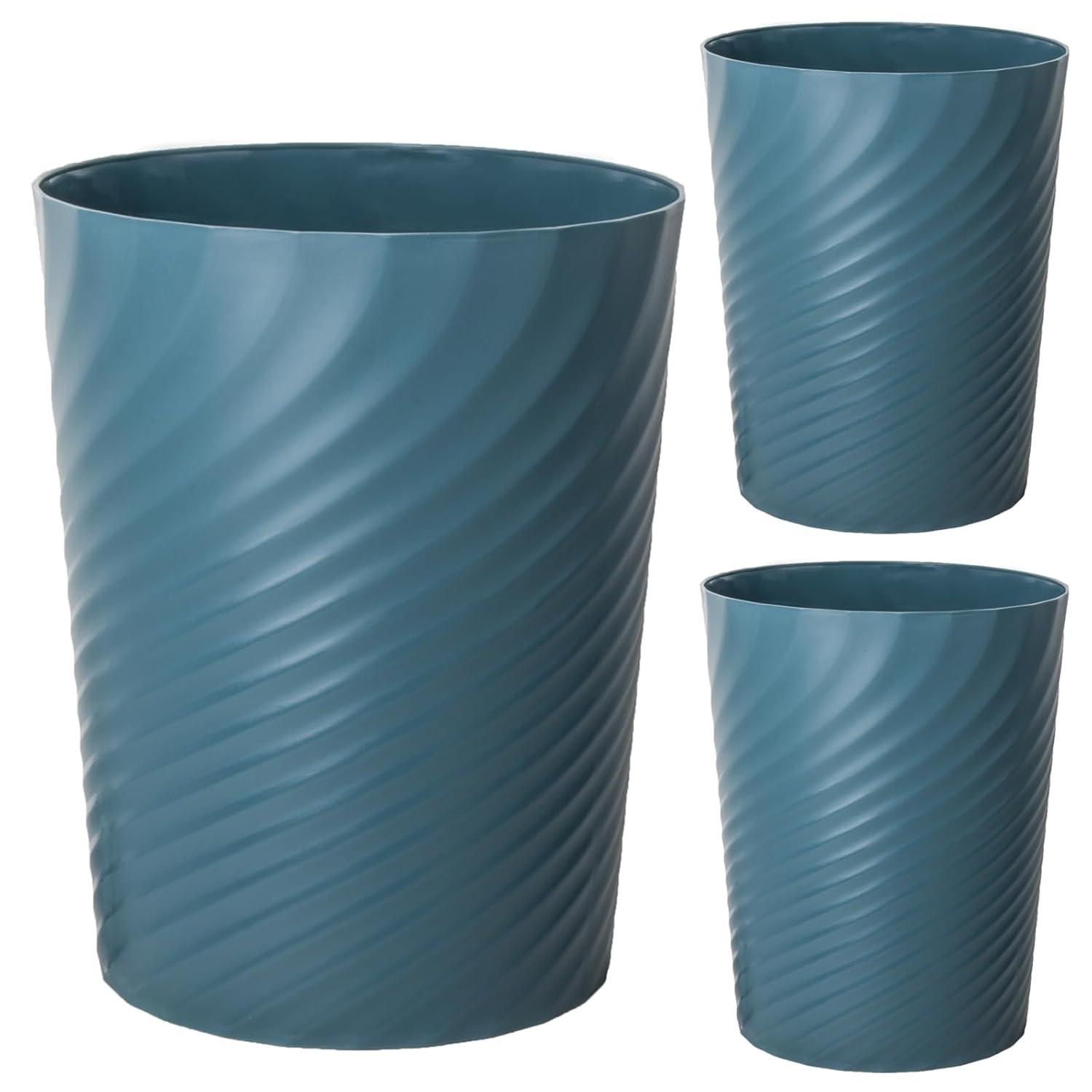 imageUUJOLY Plastic Small Trash Can Wastebasket Garbage Container Basket for Bathrooms Laundry Room Kitchens Offices Kids Rooms Dorms White 18 GallonDark Blue