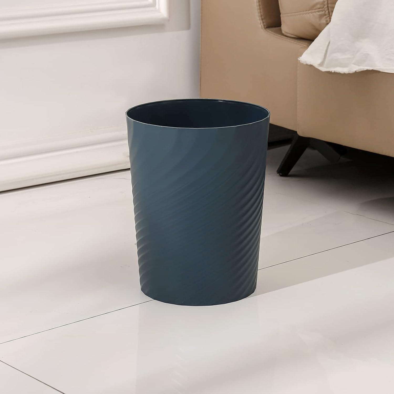 imageUUJOLY Plastic Small Trash Can Wastebasket Garbage Container Basket for Bathrooms Laundry Room Kitchens Offices Kids Rooms Dorms White 18 GallonDark Blue