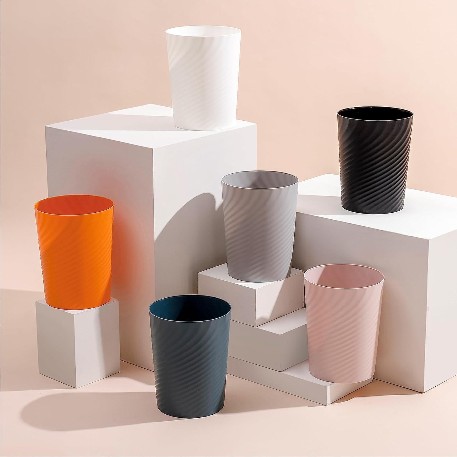 imageUUJOLY Plastic Small Trash Can Wastebasket Garbage Container Basket for Bathrooms Laundry Room Kitchens Offices Kids Rooms Dorms White 18 GallonDark Grey