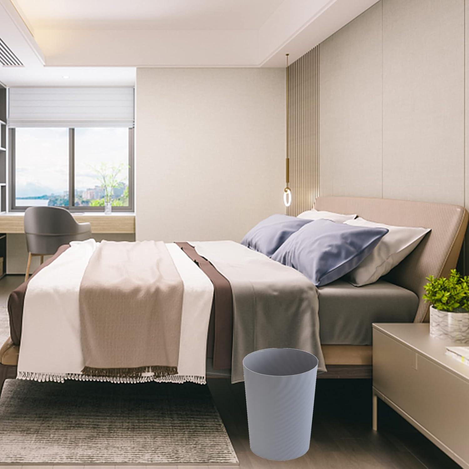 imageUUJOLY Plastic Small Trash Can Wastebasket Garbage Container Basket for Bathrooms Laundry Room Kitchens Offices Kids Rooms Dorms White 18 GallonGrey