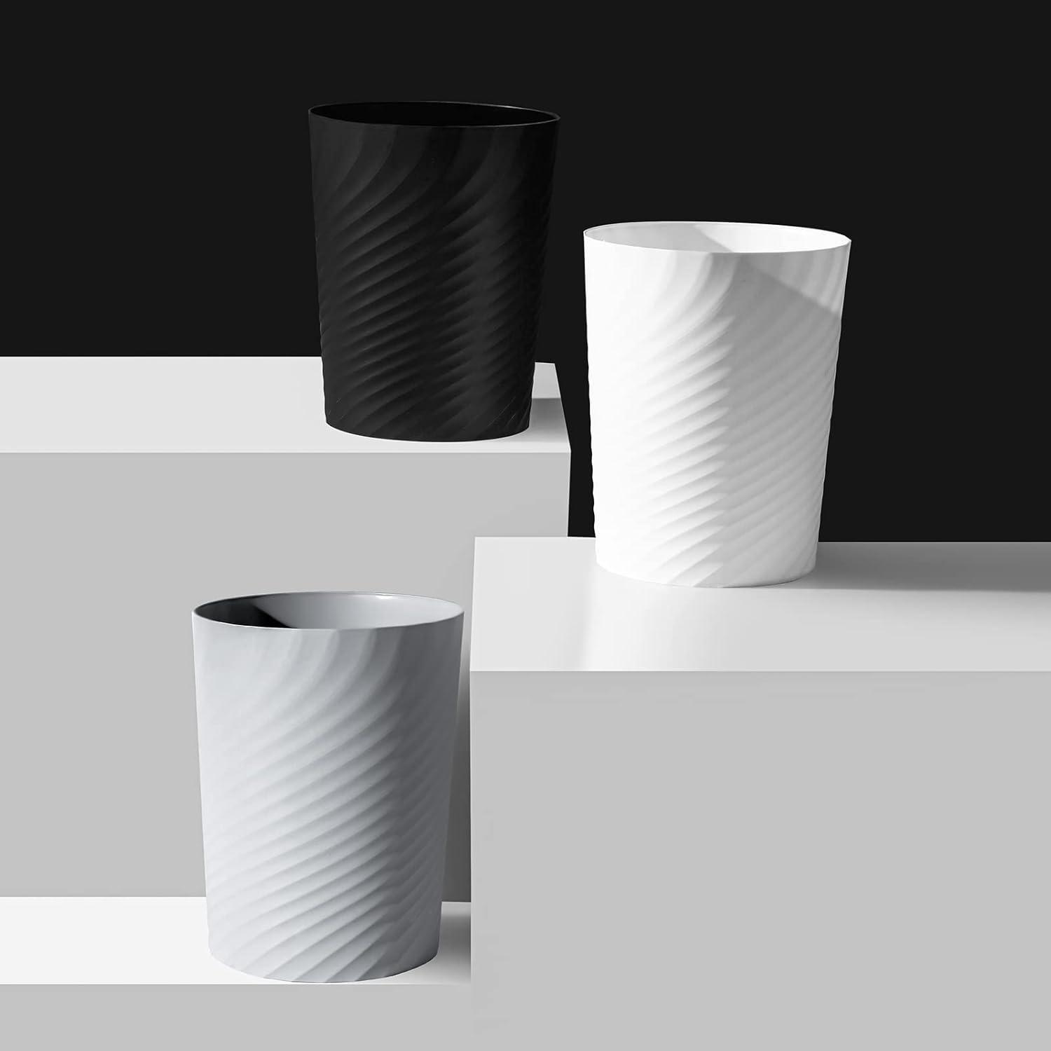 imageUUJOLY Plastic Small Trash Can Wastebasket Garbage Container Basket for Bathrooms Laundry Room Kitchens Offices Kids Rooms Dorms White 18 GallonGrey