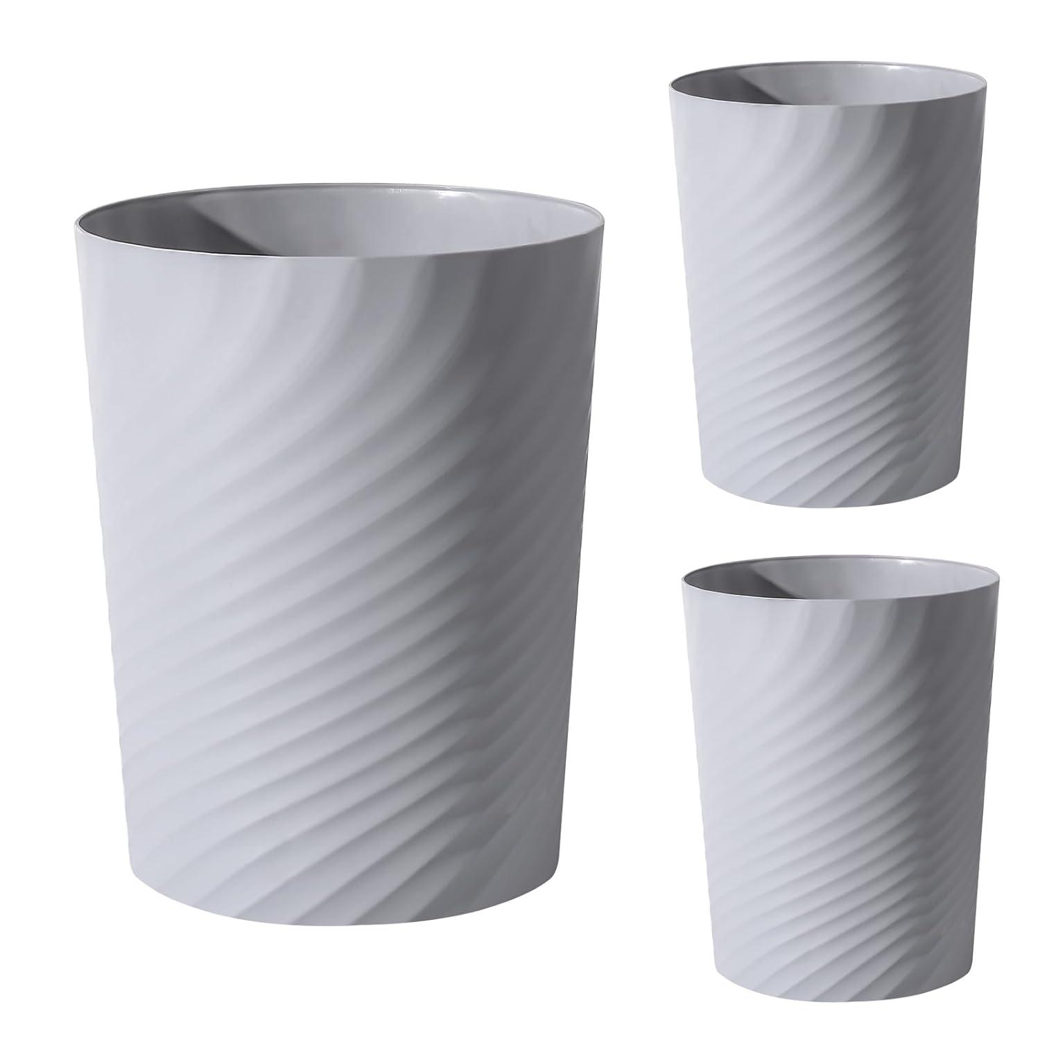 imageUUJOLY Plastic Small Trash Can Wastebasket Garbage Container Basket for Bathrooms Laundry Room Kitchens Offices Kids Rooms Dorms White 18 GallonGrey