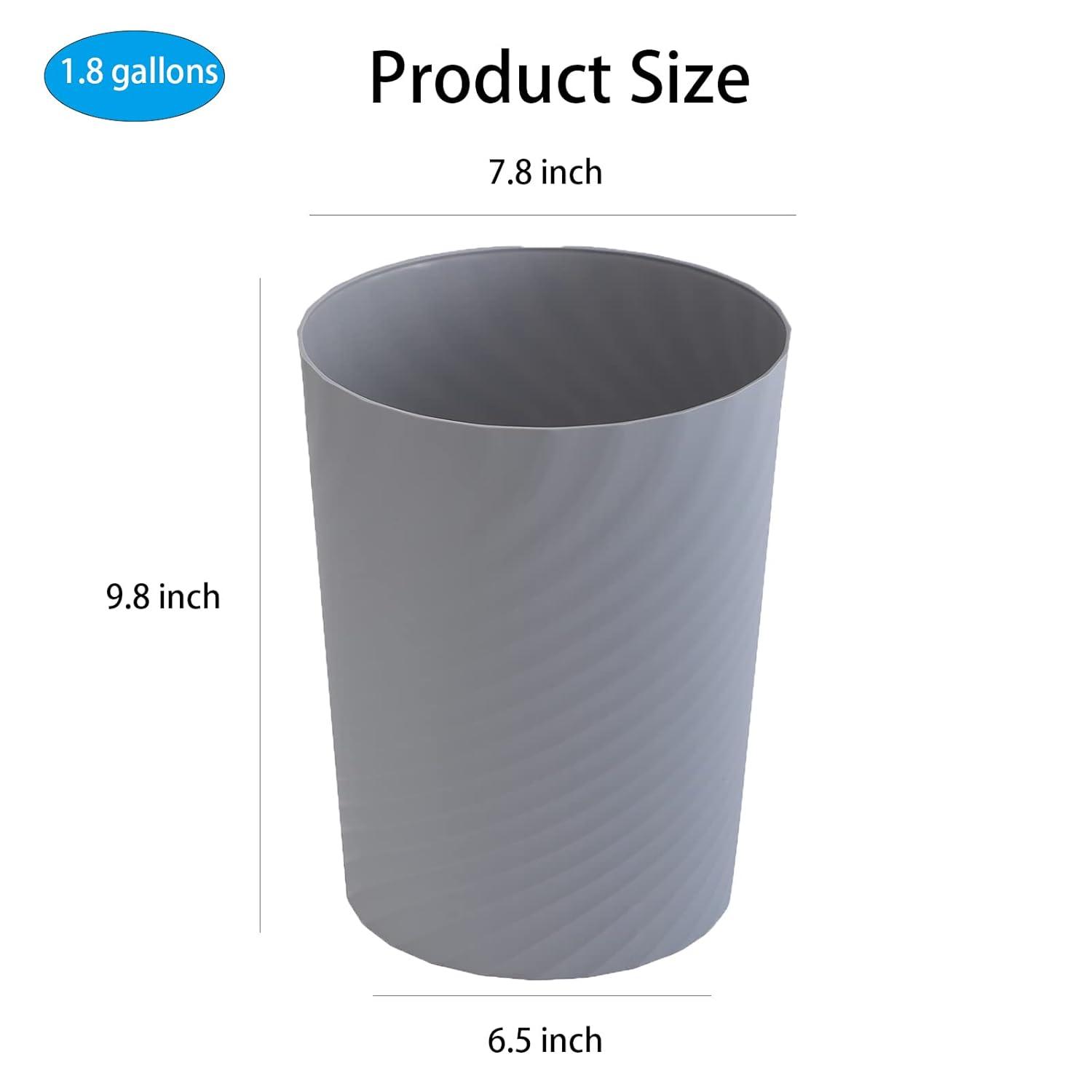 imageUUJOLY Plastic Small Trash Can Wastebasket Garbage Container Basket for Bathrooms Laundry Room Kitchens Offices Kids Rooms Dorms White 18 GallonGrey