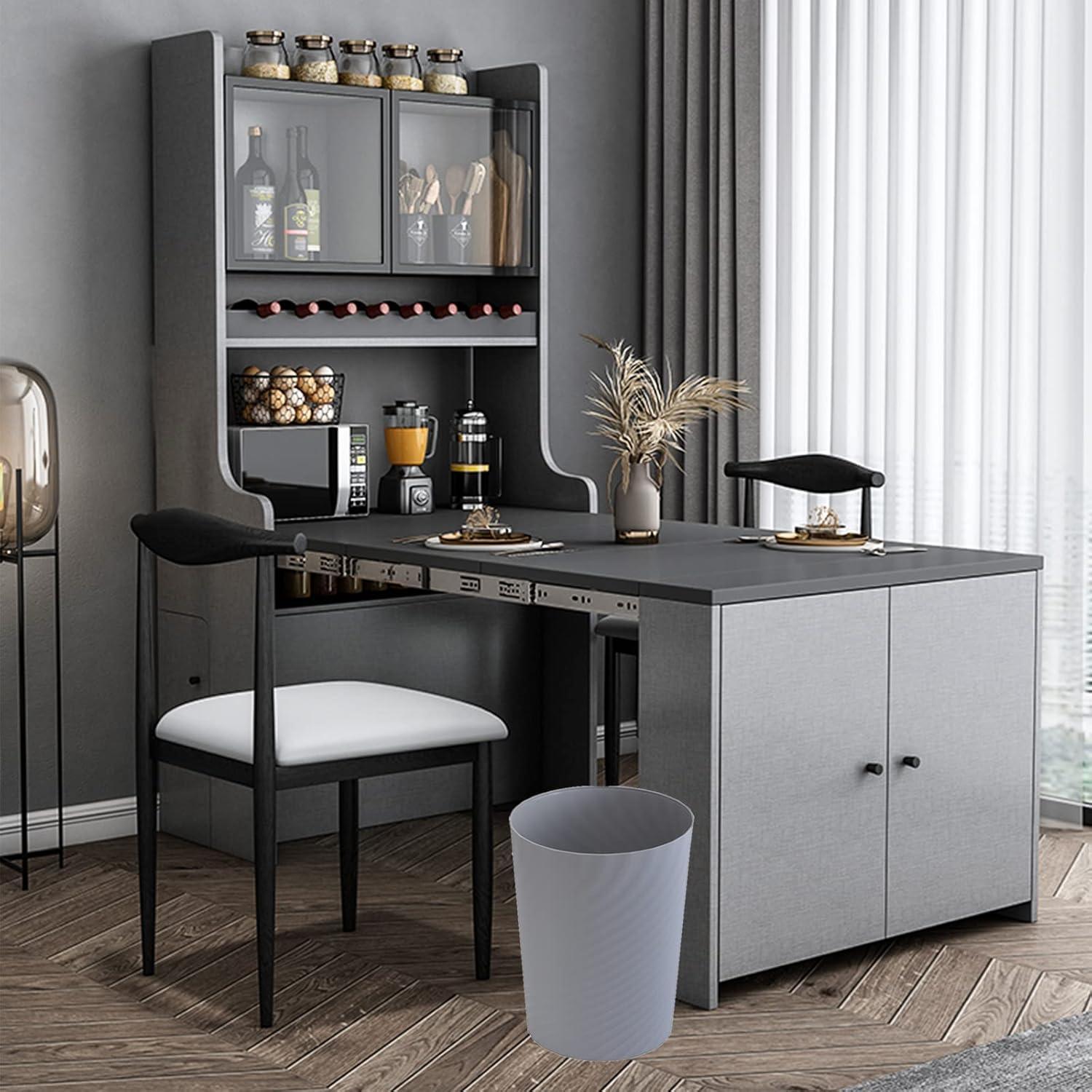 imageUUJOLY Plastic Small Trash Can Wastebasket Garbage Container Basket for Bathrooms Laundry Room Kitchens Offices Kids Rooms Dorms White 18 GallonGrey