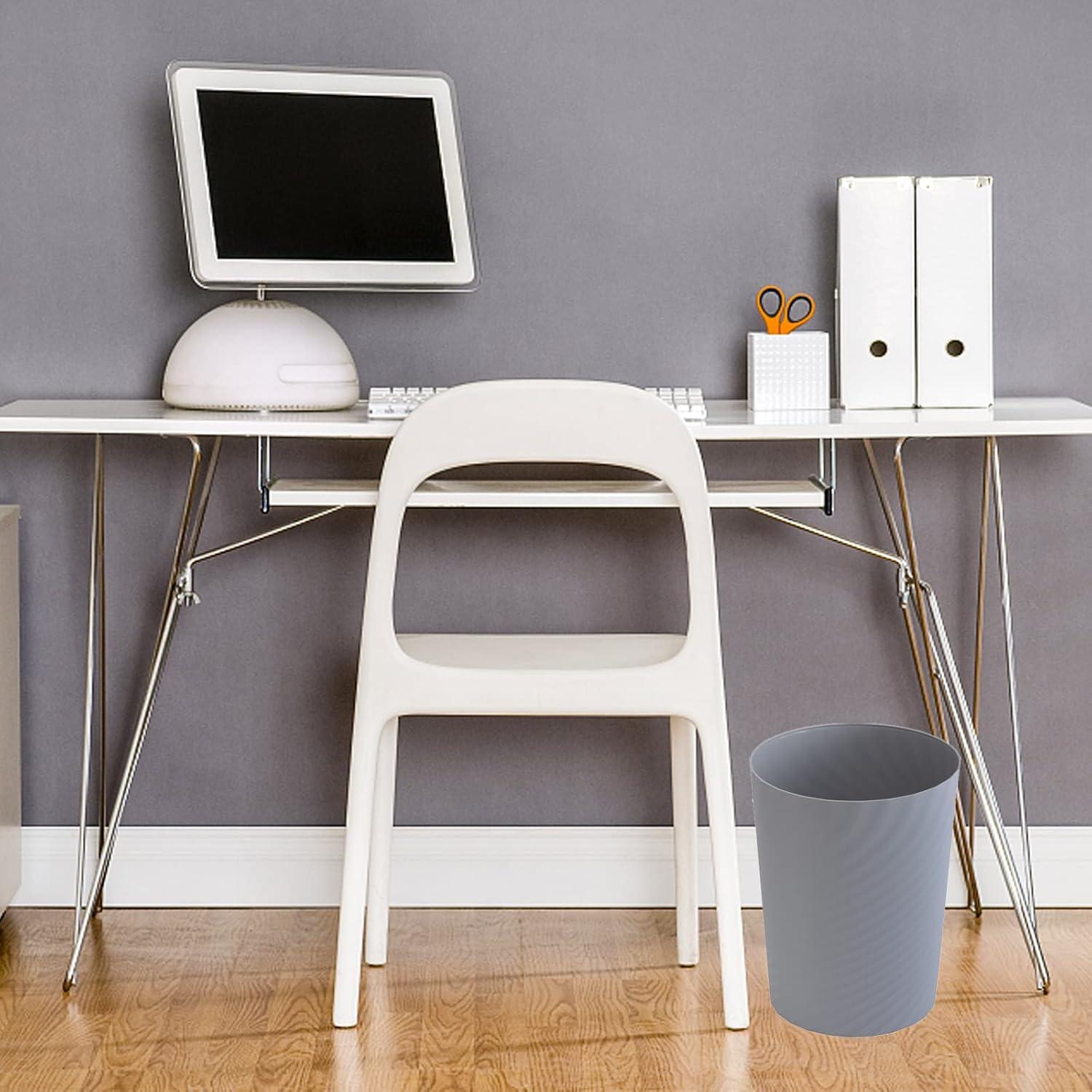 imageUUJOLY Plastic Small Trash Can Wastebasket Garbage Container Basket for Bathrooms Laundry Room Kitchens Offices Kids Rooms Dorms White 18 GallonGrey