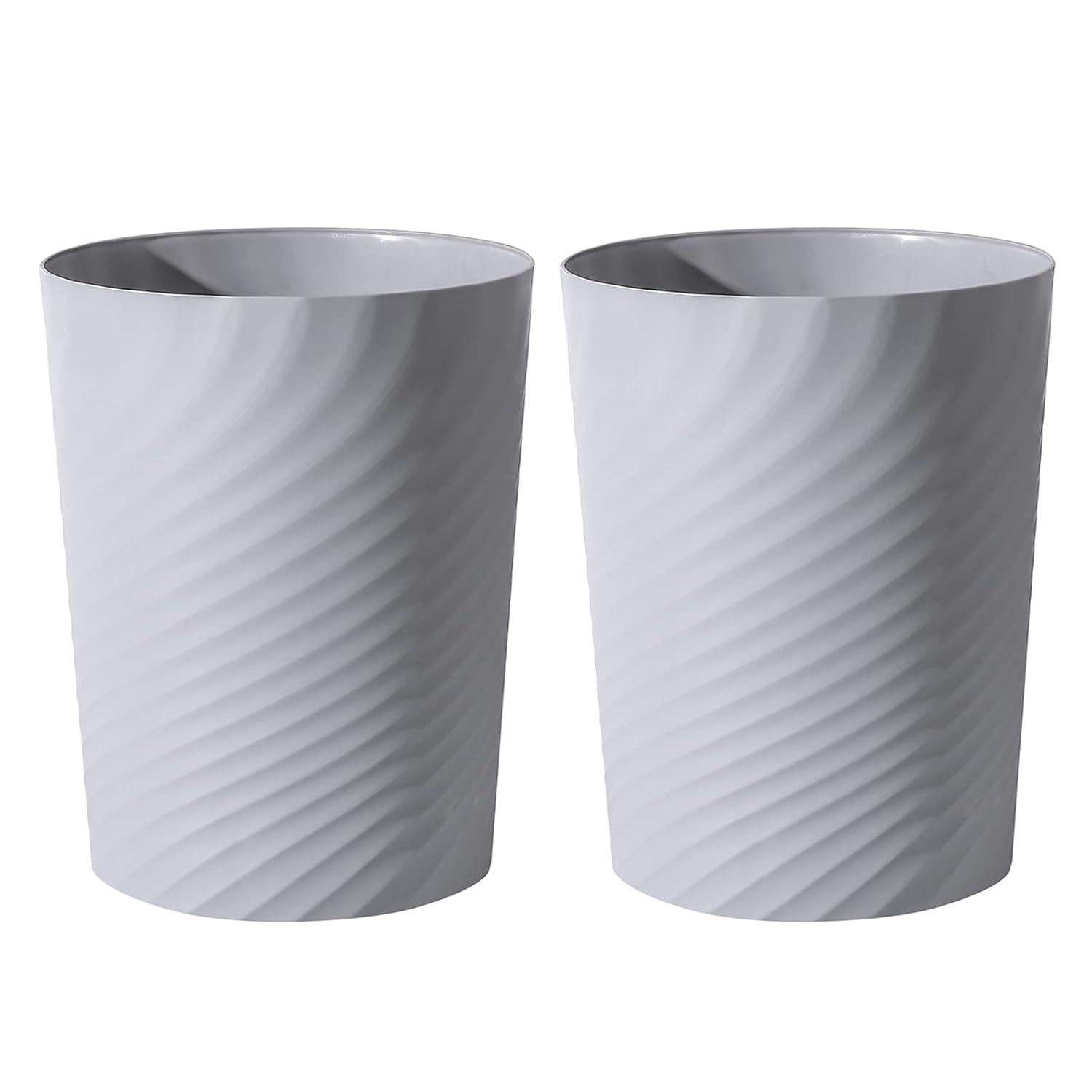 imageUUJOLY Plastic Small Trash Can Wastebasket Garbage Container Basket for Bathrooms Laundry Room Kitchens Offices Kids Rooms Dorms White 18 GallonGrey