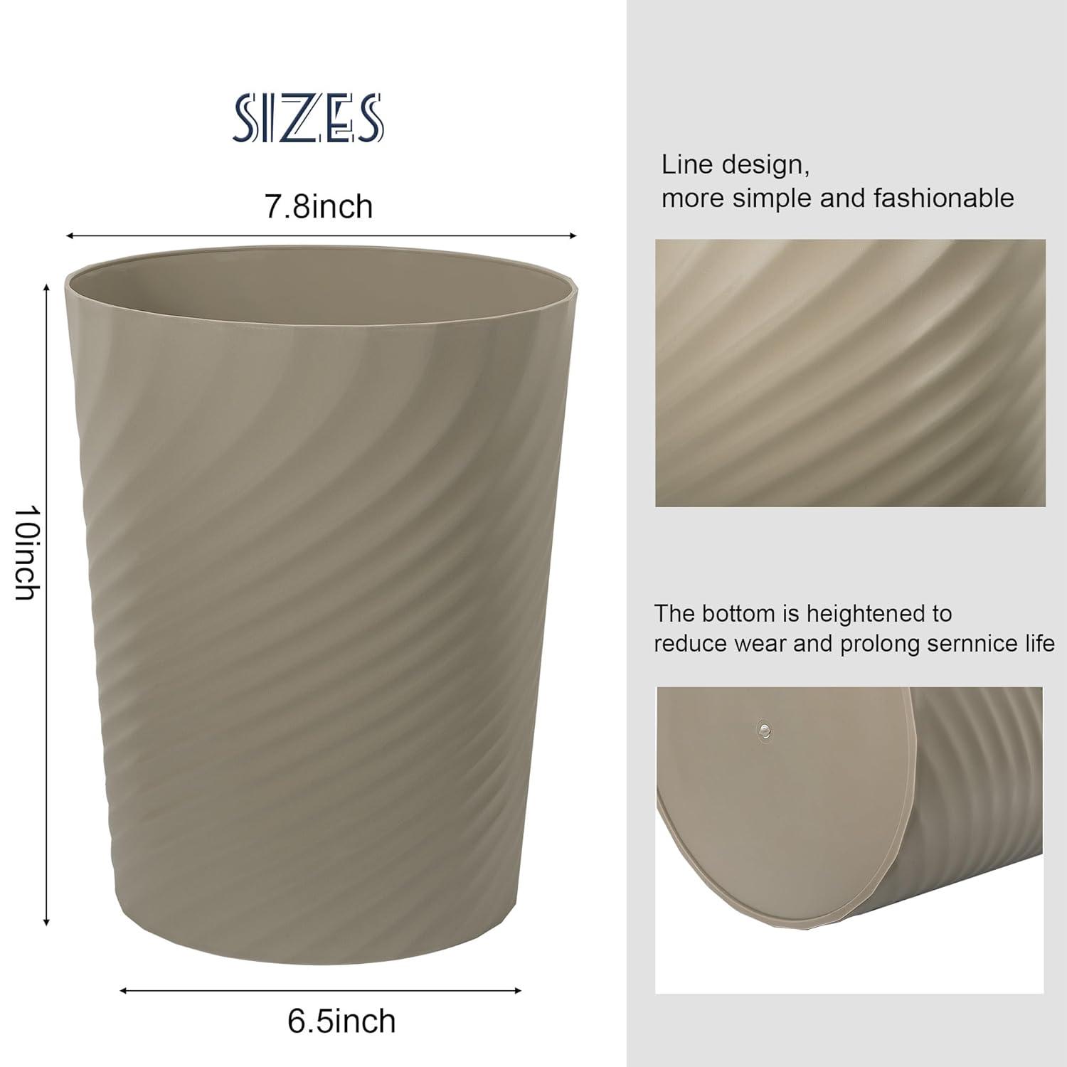 imageUUJOLY Plastic Small Trash Can Wastebasket Garbage Container Basket for Bathrooms Laundry Room Kitchens Offices Kids Rooms Dorms White 18 GallonKhaki
