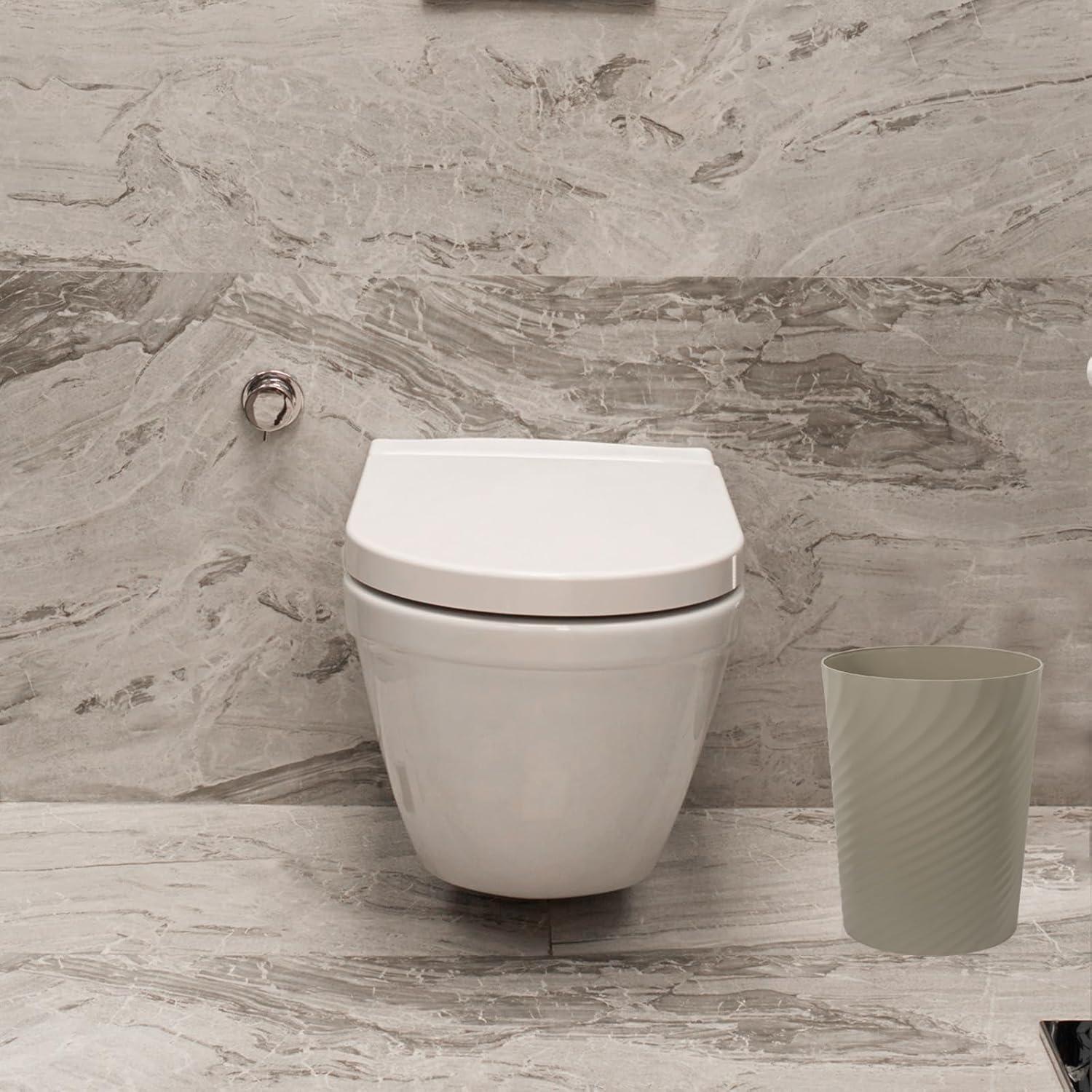 imageUUJOLY Plastic Small Trash Can Wastebasket Garbage Container Basket for Bathrooms Laundry Room Kitchens Offices Kids Rooms Dorms White 18 GallonKhaki