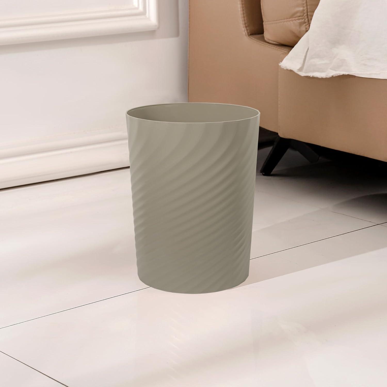 imageUUJOLY Plastic Small Trash Can Wastebasket Garbage Container Basket for Bathrooms Laundry Room Kitchens Offices Kids Rooms Dorms White 18 GallonKhaki