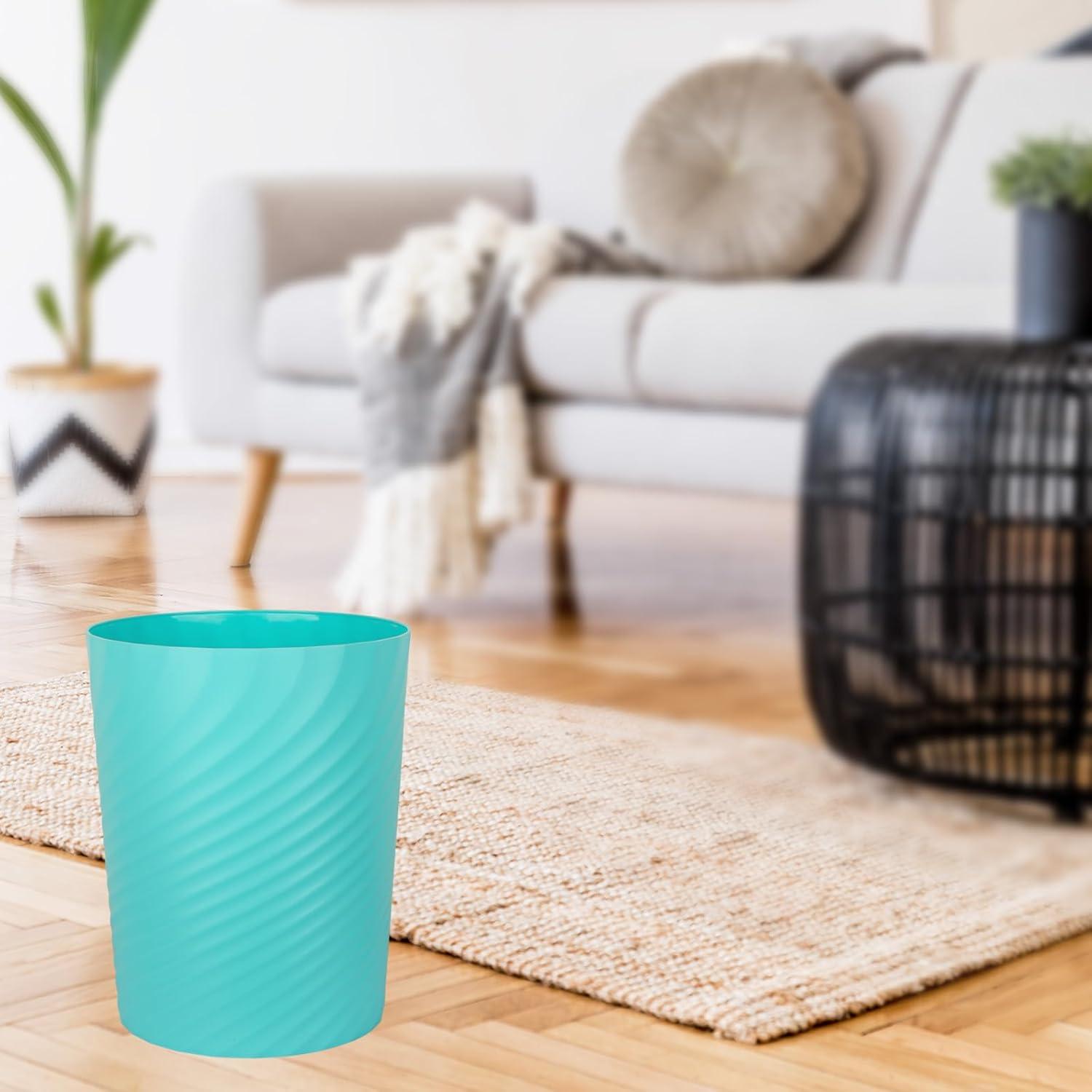 imageUUJOLY Plastic Small Trash Can Wastebasket Garbage Container Basket for Bathrooms Laundry Room Kitchens Offices Kids Rooms Dorms White 18 GallonLight Blue