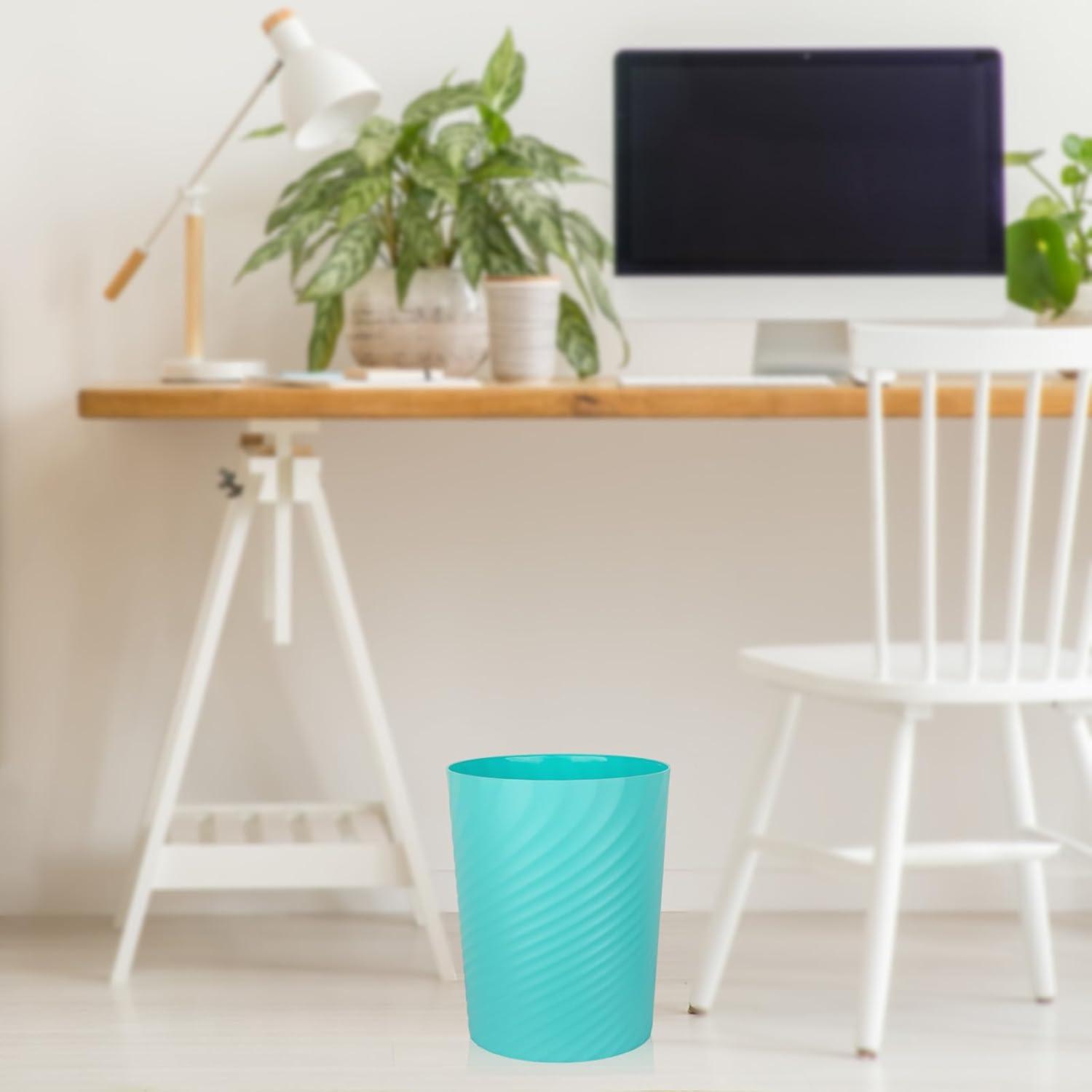 imageUUJOLY Plastic Small Trash Can Wastebasket Garbage Container Basket for Bathrooms Laundry Room Kitchens Offices Kids Rooms Dorms White 18 GallonLight Blue