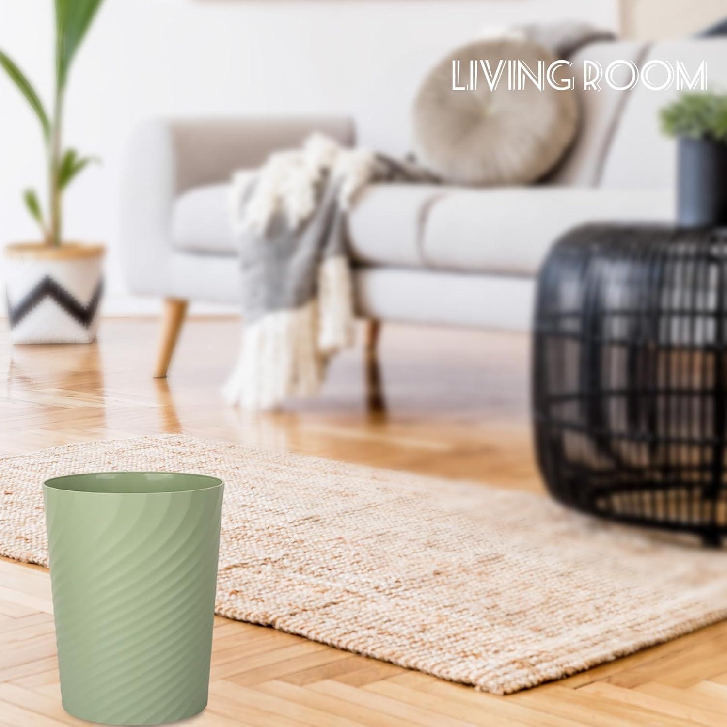 imageUUJOLY Plastic Small Trash Can Wastebasket Garbage Container Basket for Bathrooms Laundry Room Kitchens Offices Kids Rooms Dorms White 18 GallonMint Green