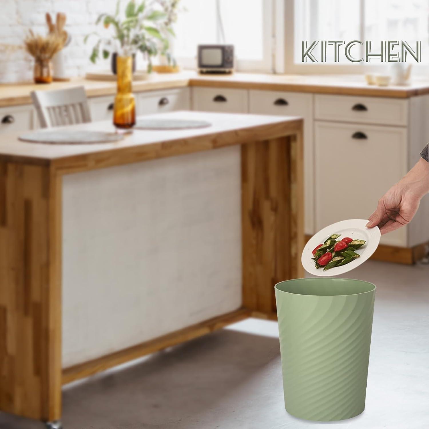 imageUUJOLY Plastic Small Trash Can Wastebasket Garbage Container Basket for Bathrooms Laundry Room Kitchens Offices Kids Rooms Dorms White 18 GallonMint Green