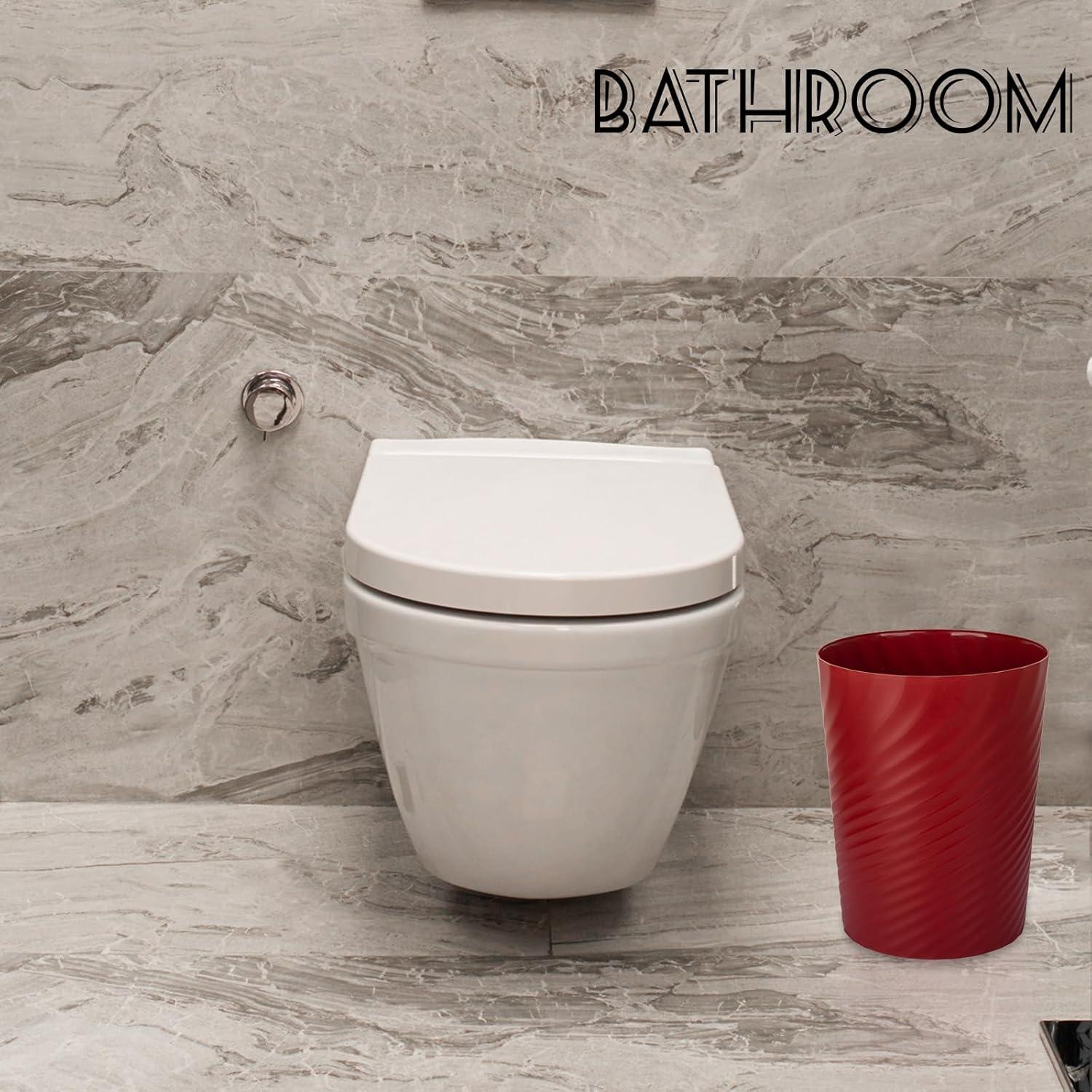 imageUUJOLY Plastic Small Trash Can Wastebasket Garbage Container Basket for Bathrooms Laundry Room Kitchens Offices Kids Rooms Dorms White 18 GallonRed