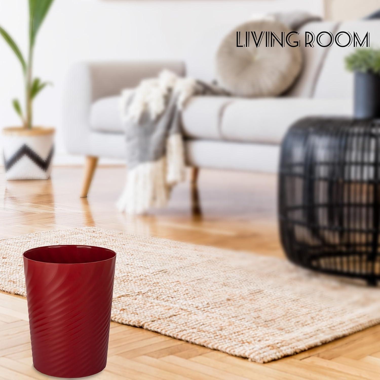 imageUUJOLY Plastic Small Trash Can Wastebasket Garbage Container Basket for Bathrooms Laundry Room Kitchens Offices Kids Rooms Dorms White 18 GallonRed