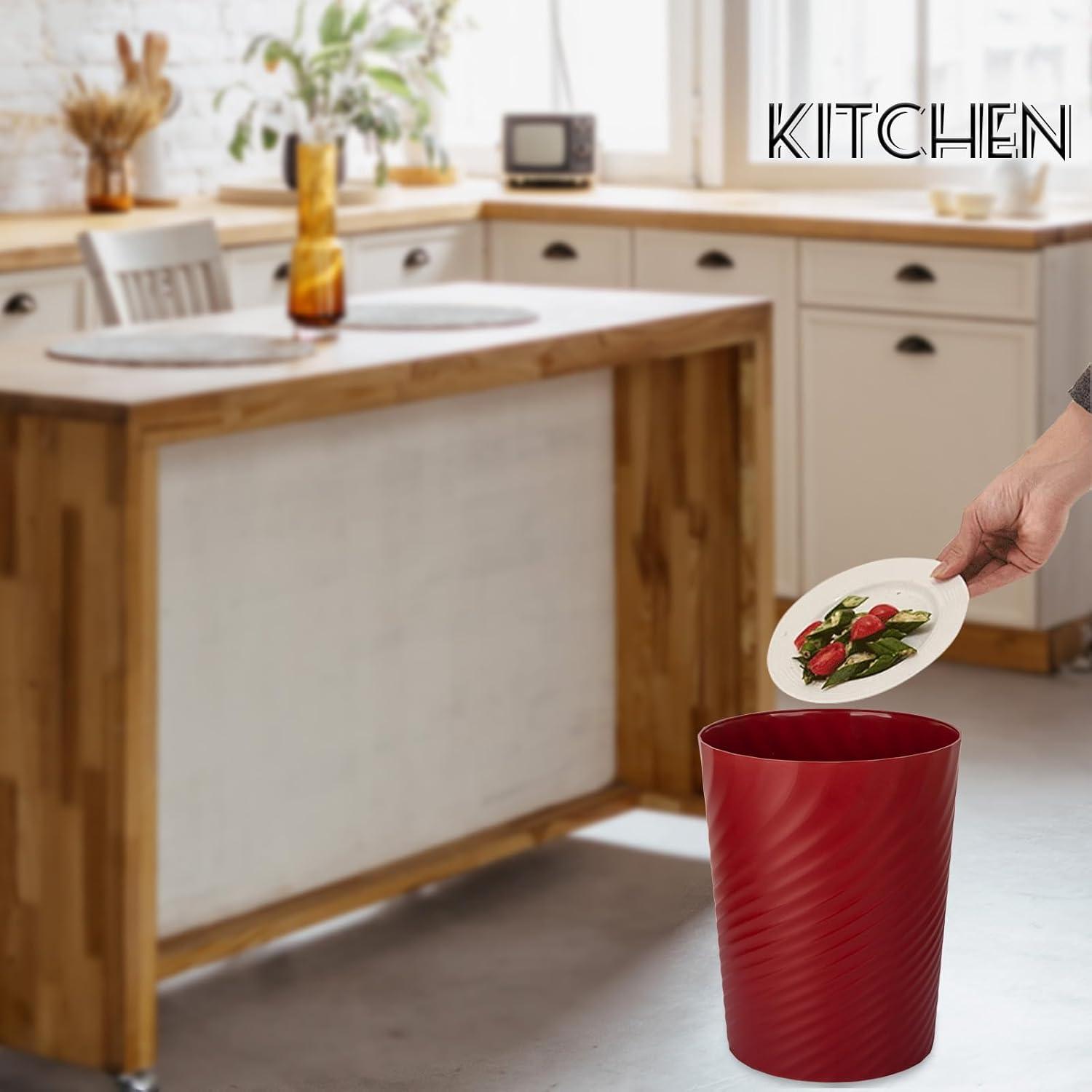 imageUUJOLY Plastic Small Trash Can Wastebasket Garbage Container Basket for Bathrooms Laundry Room Kitchens Offices Kids Rooms Dorms White 18 GallonRed