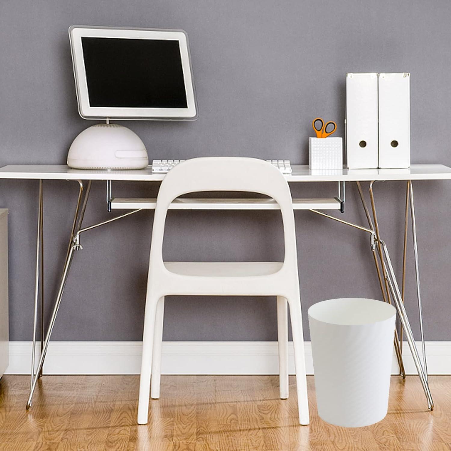 imageUUJOLY Plastic Small Trash Can Wastebasket Garbage Container Basket for Bathrooms Laundry Room Kitchens Offices Kids Rooms Dorms White 18 GallonWhite