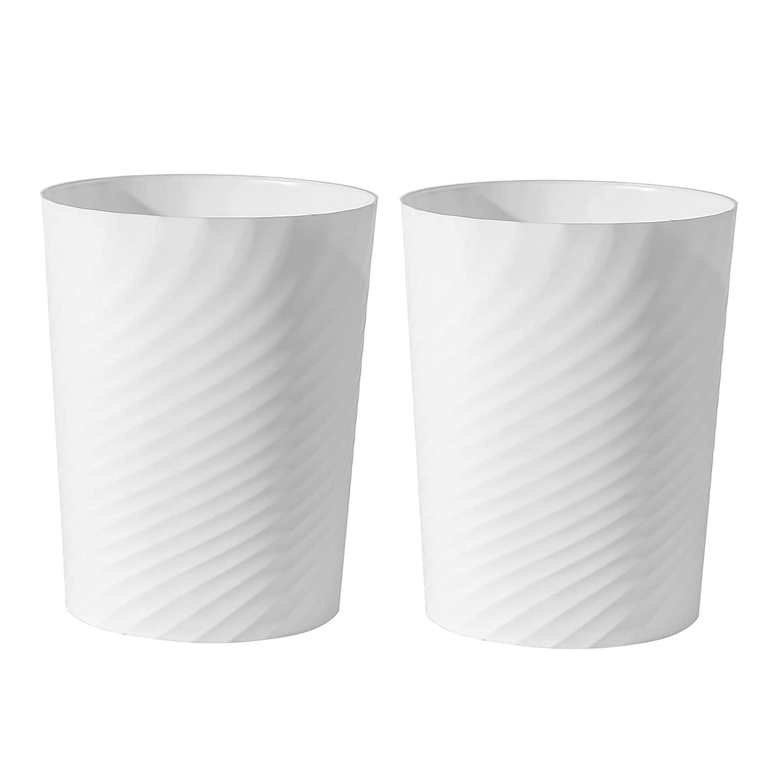 imageUUJOLY Plastic Small Trash Can Wastebasket Garbage Container Basket for Bathrooms Laundry Room Kitchens Offices Kids Rooms Dorms White 18 GallonWhite