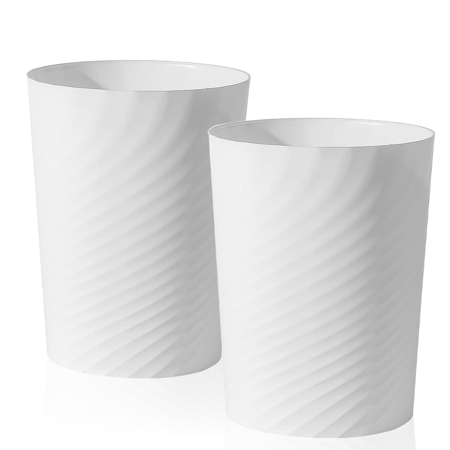 imageUUJOLY Plastic Small Trash Can Wastebasket Garbage Container Basket for Bathrooms Laundry Room Kitchens Offices Kids Rooms Dorms White 18 GallonWhite