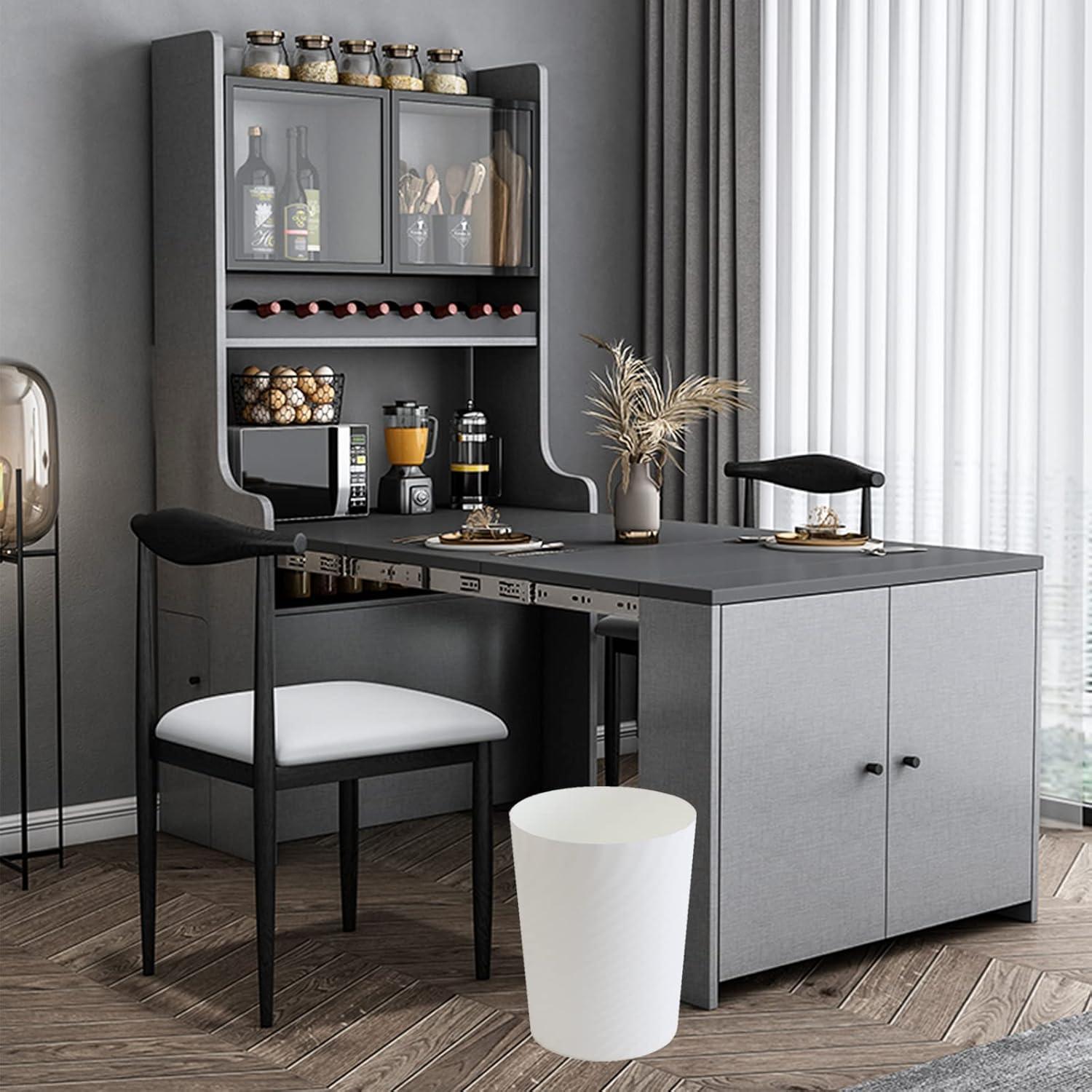 imageUUJOLY Plastic Small Trash Can Wastebasket Garbage Container Basket for Bathrooms Laundry Room Kitchens Offices Kids Rooms Dorms White 18 GallonWhite