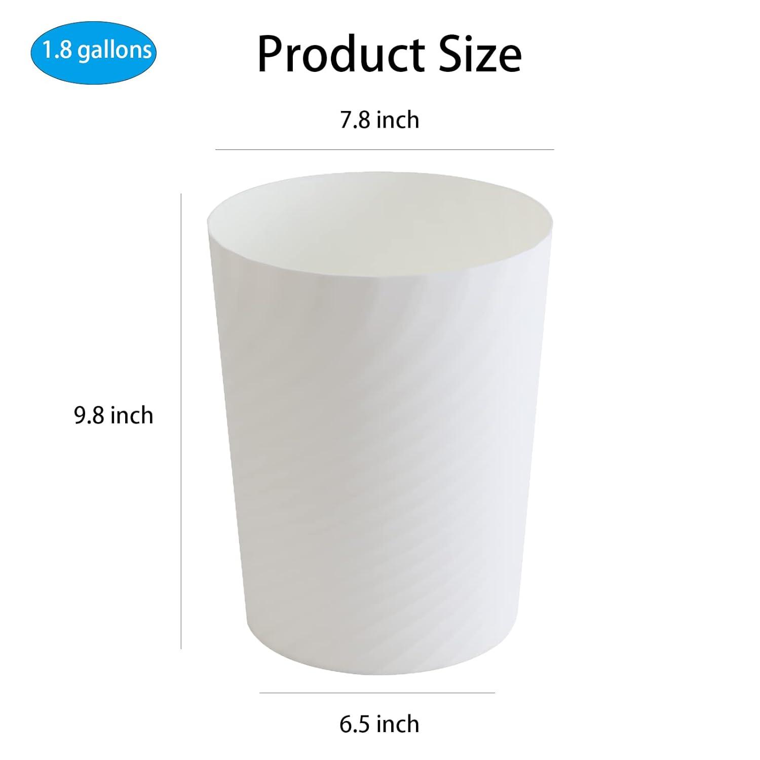 imageUUJOLY Plastic Small Trash Can Wastebasket Garbage Container Basket for Bathrooms Laundry Room Kitchens Offices Kids Rooms Dorms White 18 GallonWhite