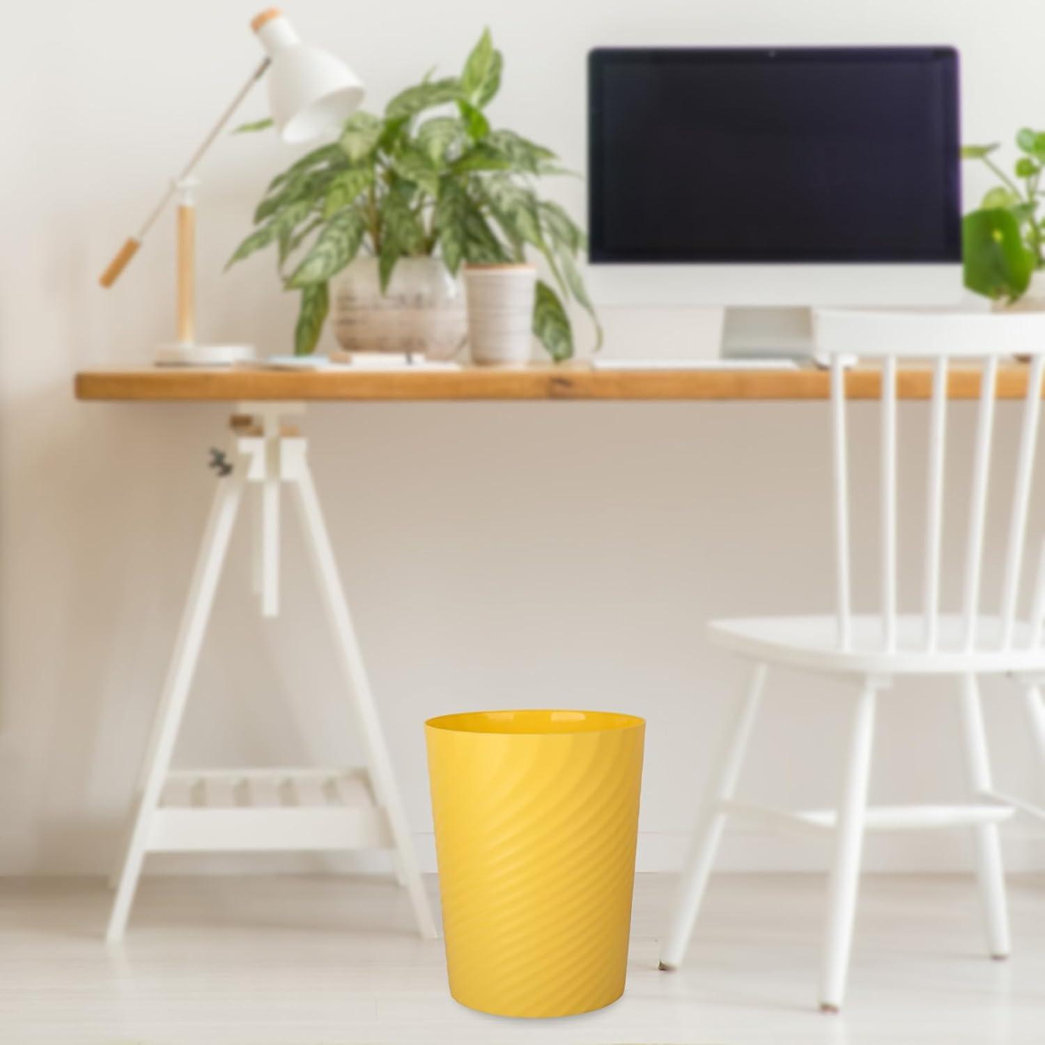 imageUUJOLY Plastic Small Trash Can Wastebasket Garbage Container Basket for Bathrooms Laundry Room Kitchens Offices Kids Rooms Dorms White 18 GallonYellow