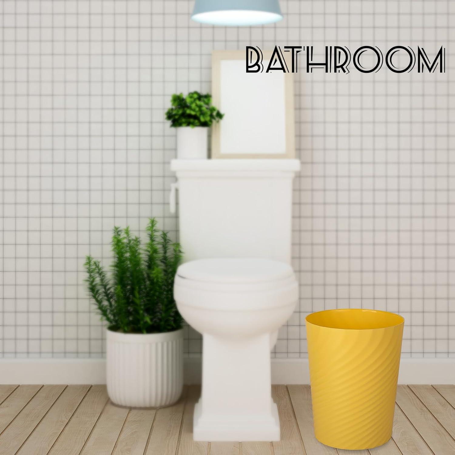 imageUUJOLY Plastic Small Trash Can Wastebasket Garbage Container Basket for Bathrooms Laundry Room Kitchens Offices Kids Rooms Dorms White 18 GallonYellow