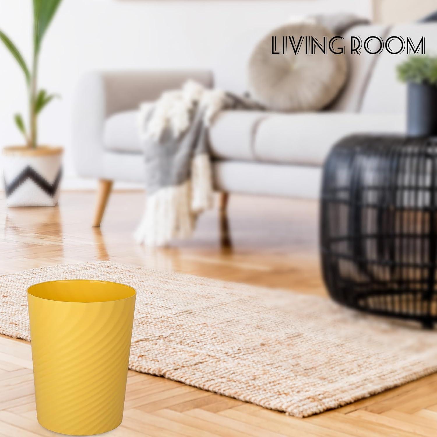 imageUUJOLY Plastic Small Trash Can Wastebasket Garbage Container Basket for Bathrooms Laundry Room Kitchens Offices Kids Rooms Dorms White 18 GallonYellow