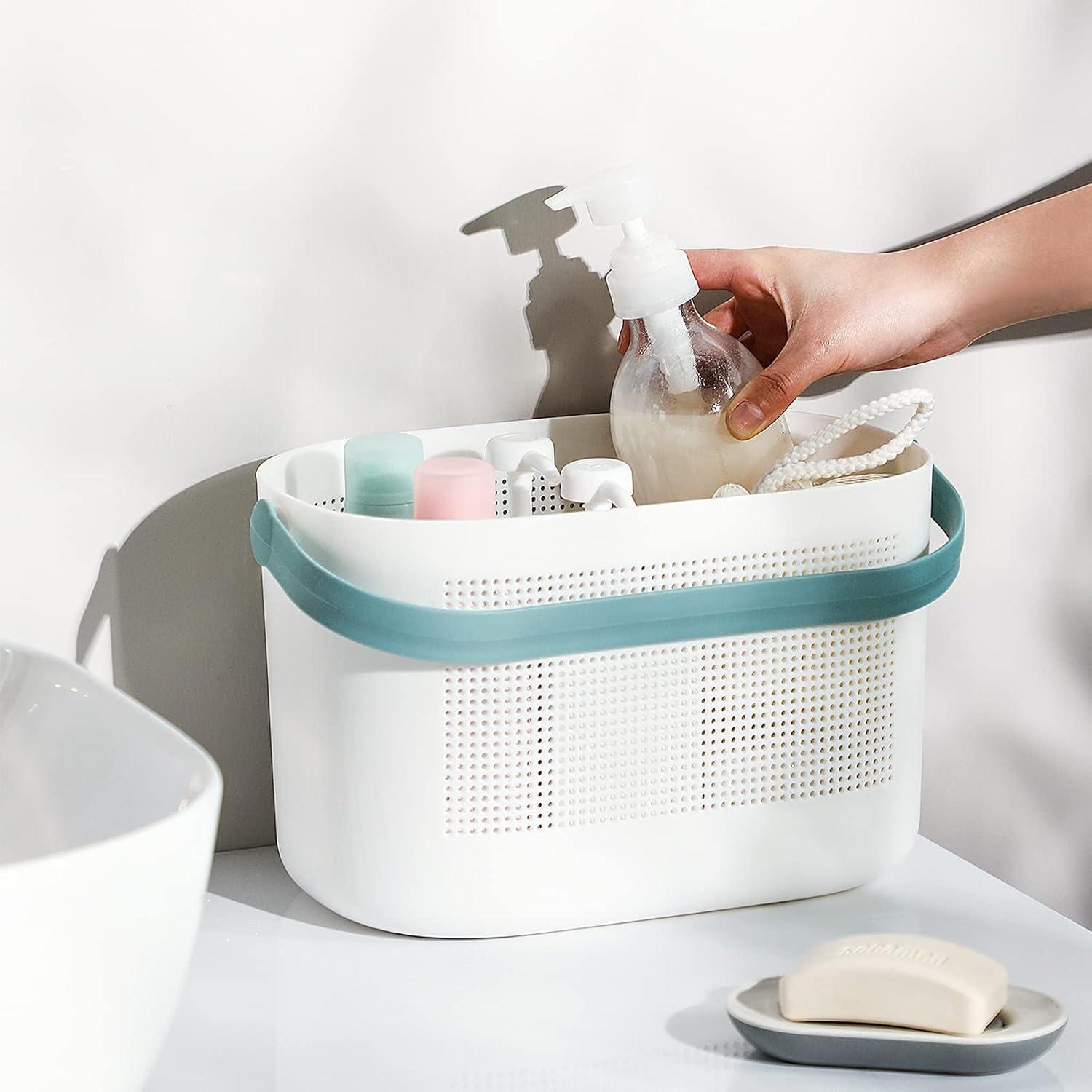 imageUUJOLY Plastic Storage Baskets with Handles Shower Caddy Shelf Organizers Basket for Bathroom Kitchen Dorm Room YellowGreen