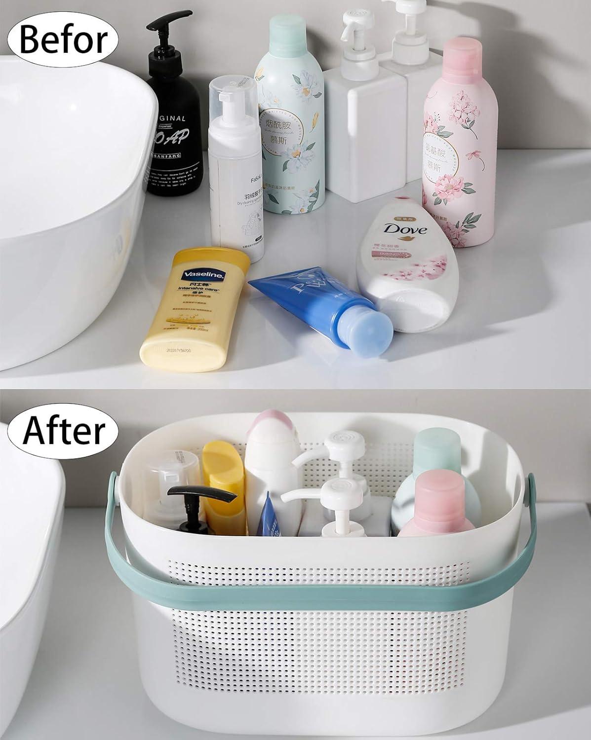 imageUUJOLY Plastic Storage Baskets with Handles Shower Caddy Shelf Organizers Basket for Bathroom Kitchen Dorm Room YellowGreen