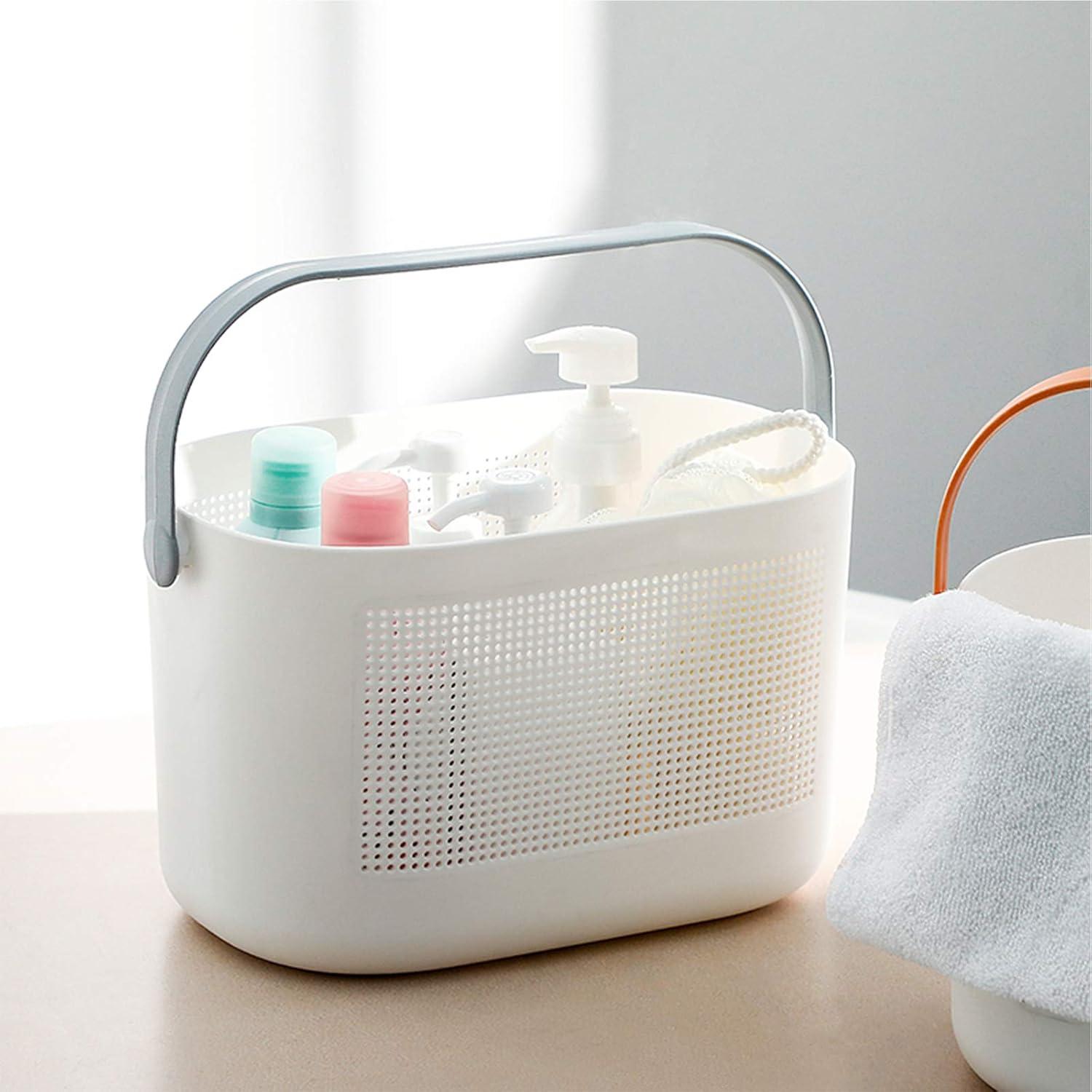 imageUUJOLY Plastic Storage Baskets with Handles Shower Caddy Shelf Organizers Basket for Bathroom Kitchen Dorm Room YellowGrey