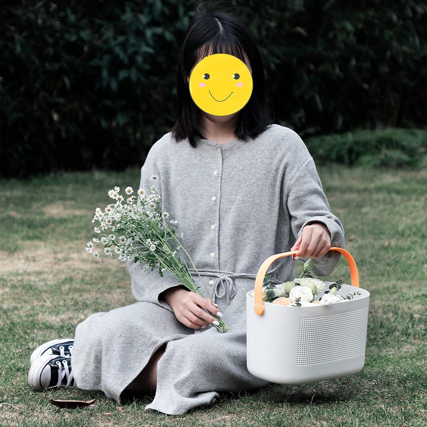 imageUUJOLY Plastic Storage Baskets with Handles Shower Caddy Shelf Organizers Basket for Bathroom Kitchen Dorm Room YellowYellow