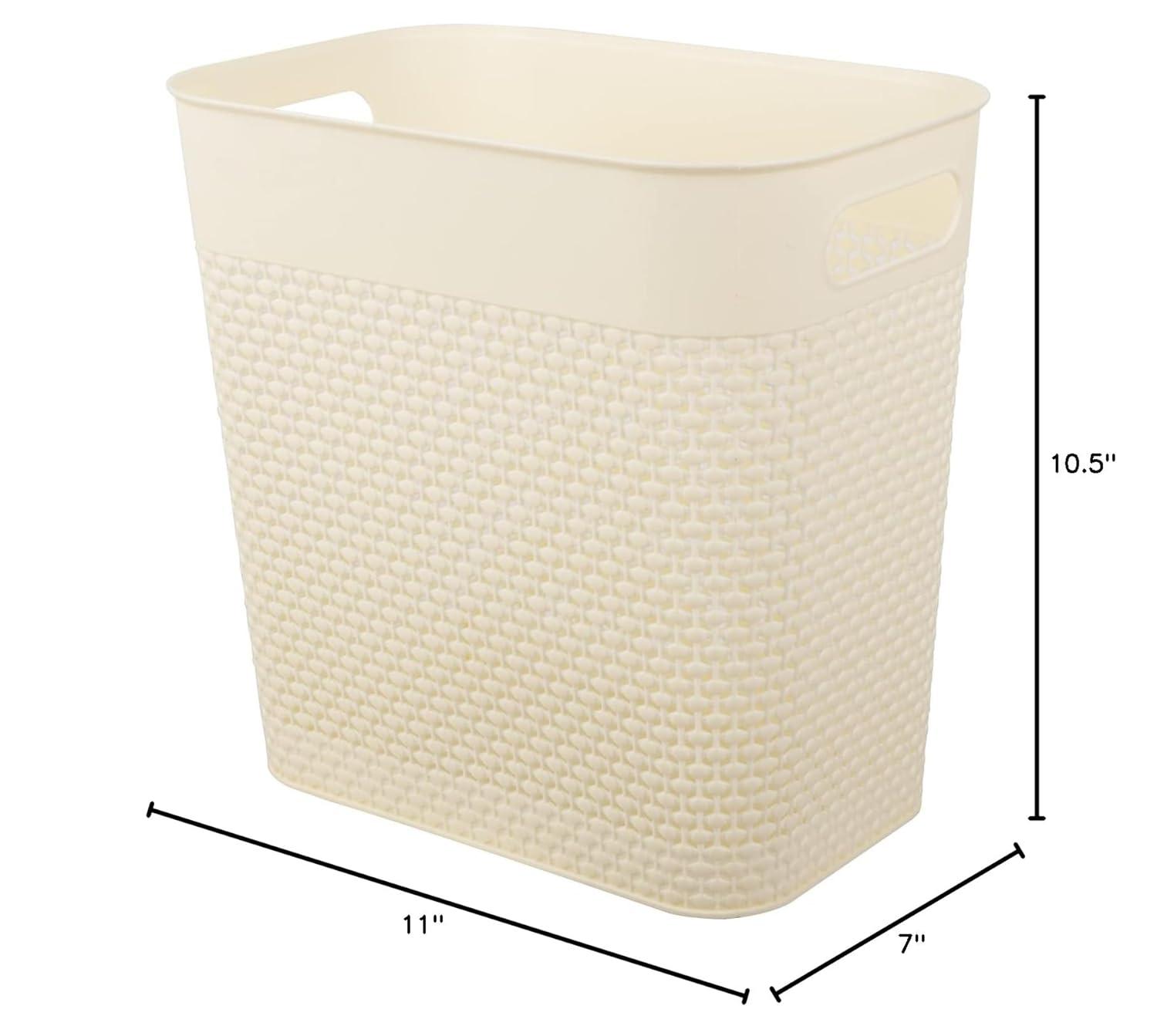 imageUUJOLY Plastic Trash Can Wastebasket Garbage Container Basket for Bathrooms Kitchens Offices Kids Rooms Pink 3 Gallon 1 PackBeige