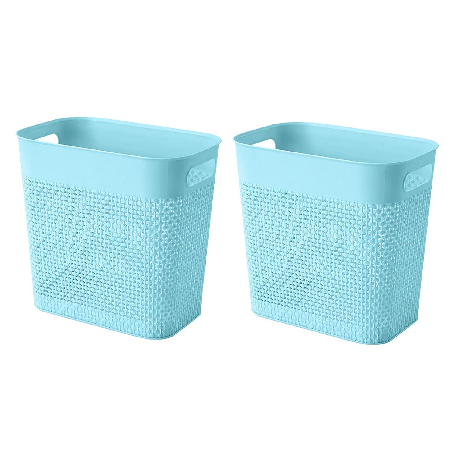 imageUUJOLY Plastic Trash Can Wastebasket Garbage Container Basket for Bathrooms Kitchens Offices Kids Rooms Pink 3 Gallon 1 PackBlue