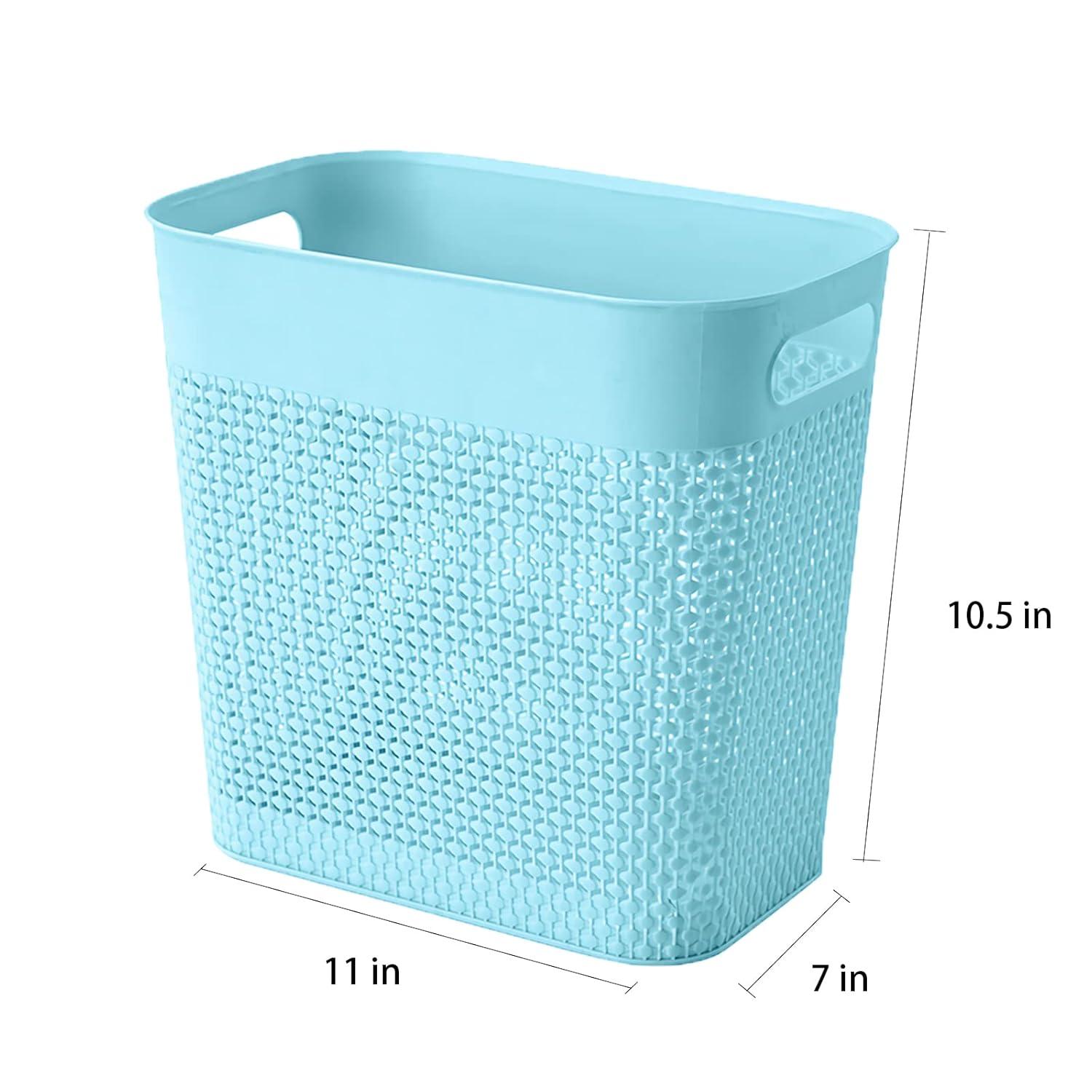 imageUUJOLY Plastic Trash Can Wastebasket Garbage Container Basket for Bathrooms Kitchens Offices Kids Rooms Pink 3 Gallon 1 PackBlue