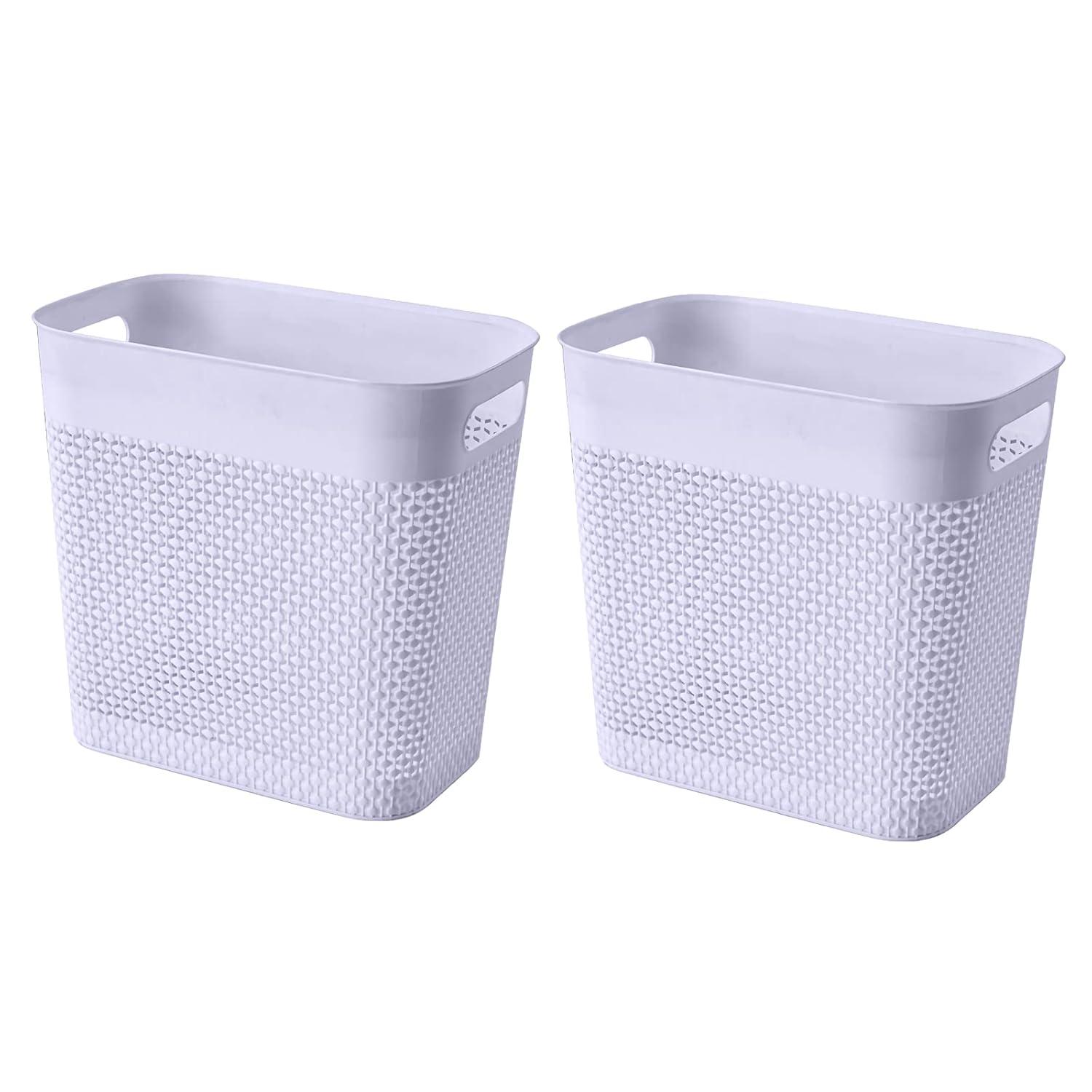 imageUUJOLY Plastic Trash Can Wastebasket Garbage Container Basket for Bathrooms Kitchens Offices Kids Rooms Pink 3 Gallon 1 PackGrey