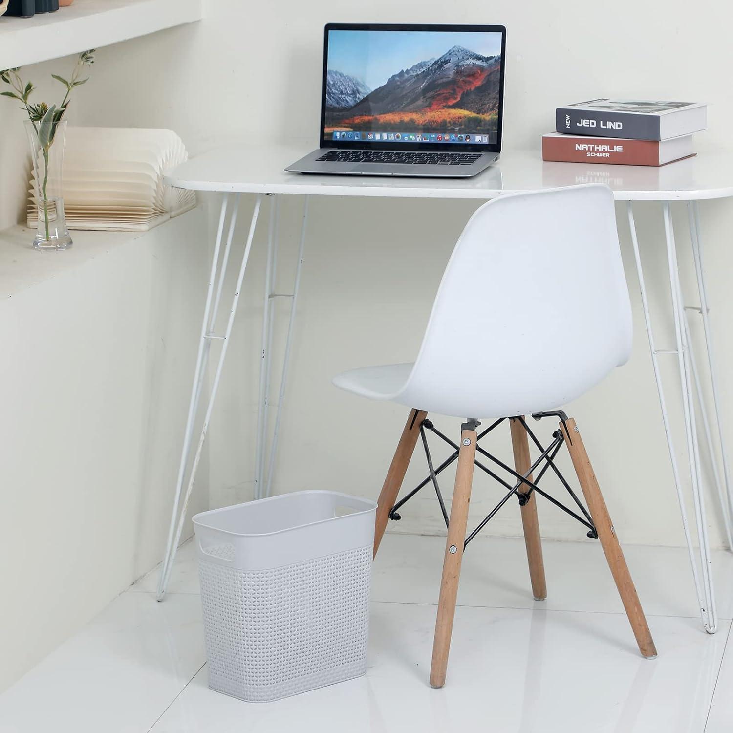 imageUUJOLY Plastic Trash Can Wastebasket Garbage Container Basket for Bathrooms Kitchens Offices Kids Rooms Pink 3 Gallon 1 PackGrey