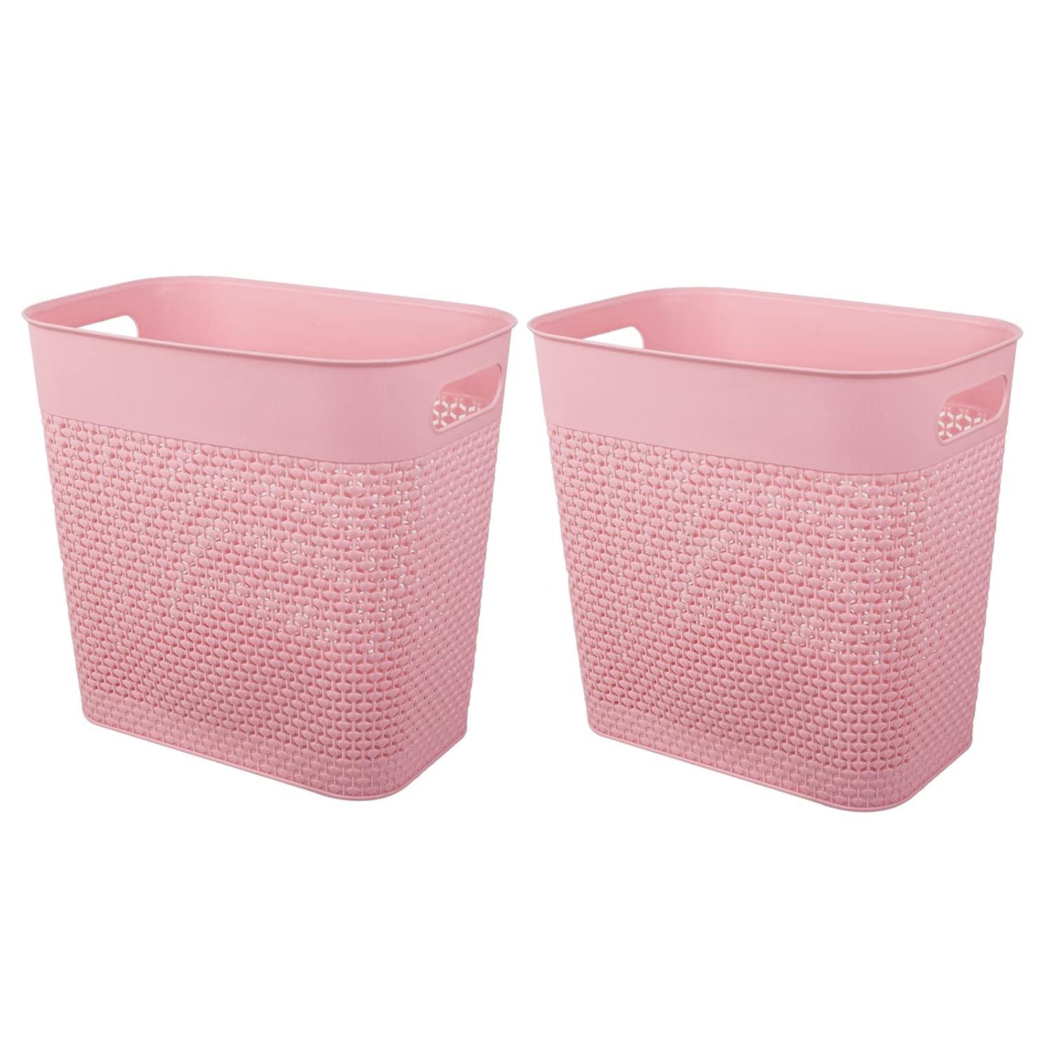 imageUUJOLY Plastic Trash Can Wastebasket Garbage Container Basket for Bathrooms Kitchens Offices Kids Rooms Pink 3 Gallon 1 PackPink
