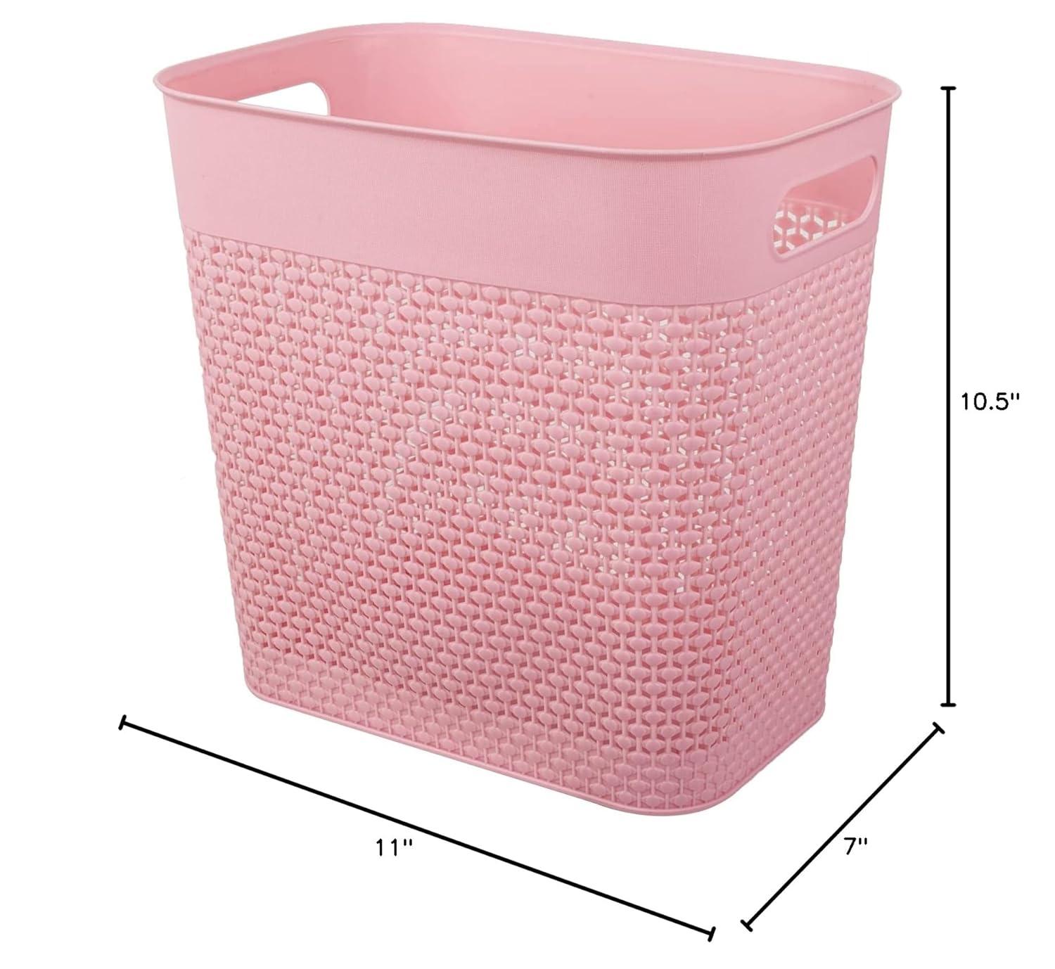 imageUUJOLY Plastic Trash Can Wastebasket Garbage Container Basket for Bathrooms Kitchens Offices Kids Rooms Pink 3 Gallon 1 PackPink