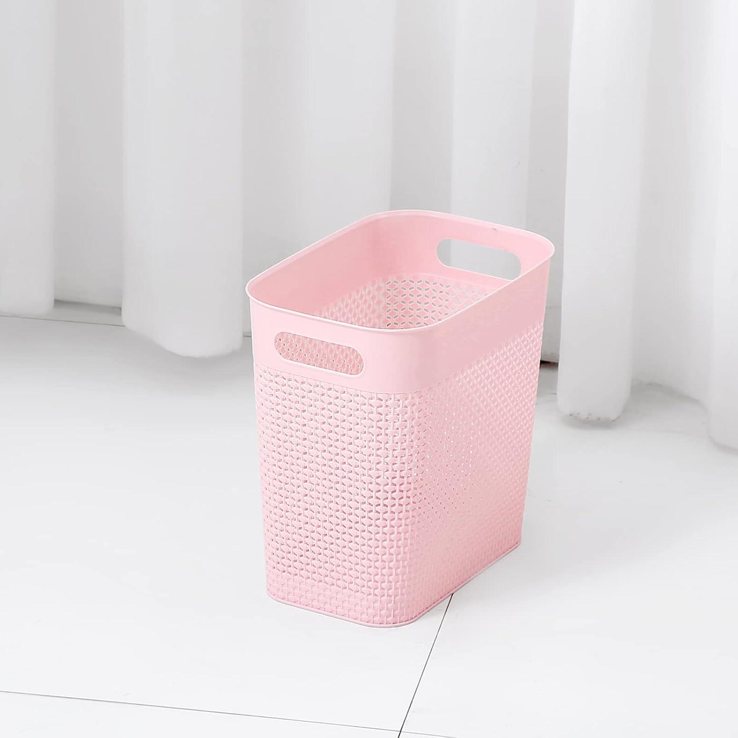 imageUUJOLY Plastic Trash Can Wastebasket Garbage Container Basket for Bathrooms Kitchens Offices Kids Rooms Pink 3 Gallon 1 PackPink