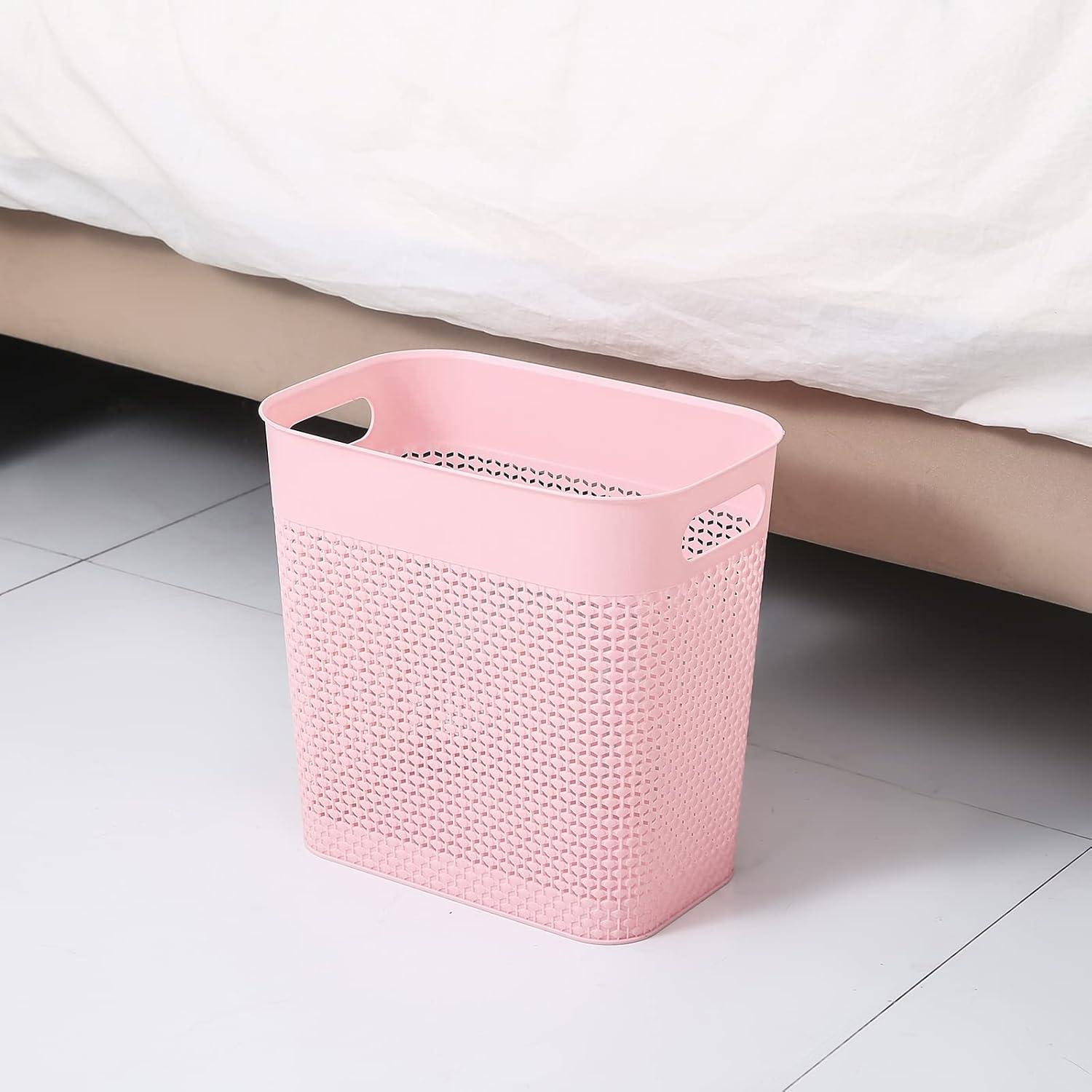 imageUUJOLY Plastic Trash Can Wastebasket Garbage Container Basket for Bathrooms Kitchens Offices Kids Rooms Pink 3 Gallon 1 PackPink
