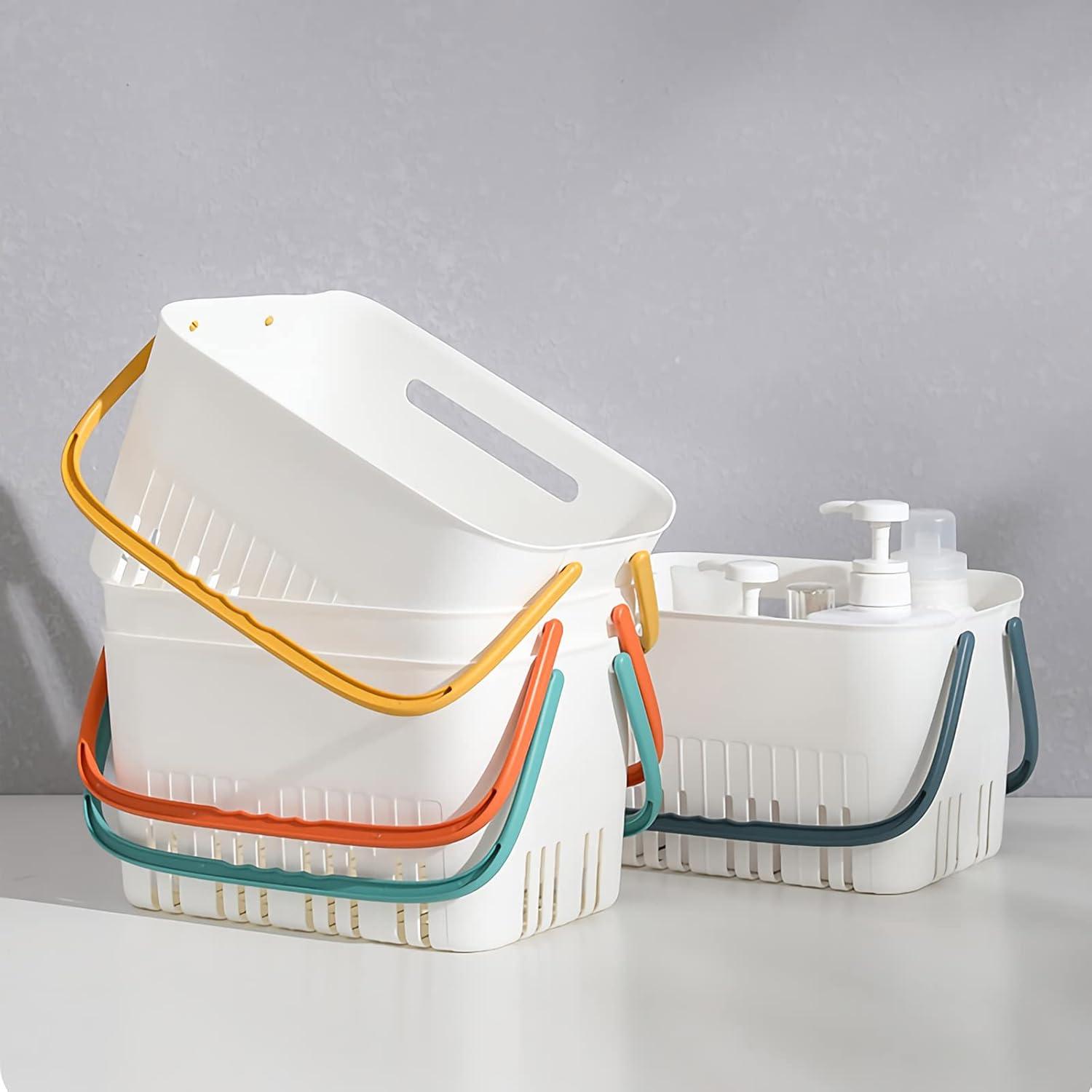 imageUUJOLY Portable Shower Caddy Basket Tote for Bathroom College Dorm Plastic Storage Basket with Handles Organizer Bins for Kitchen Bathroom Green Handle