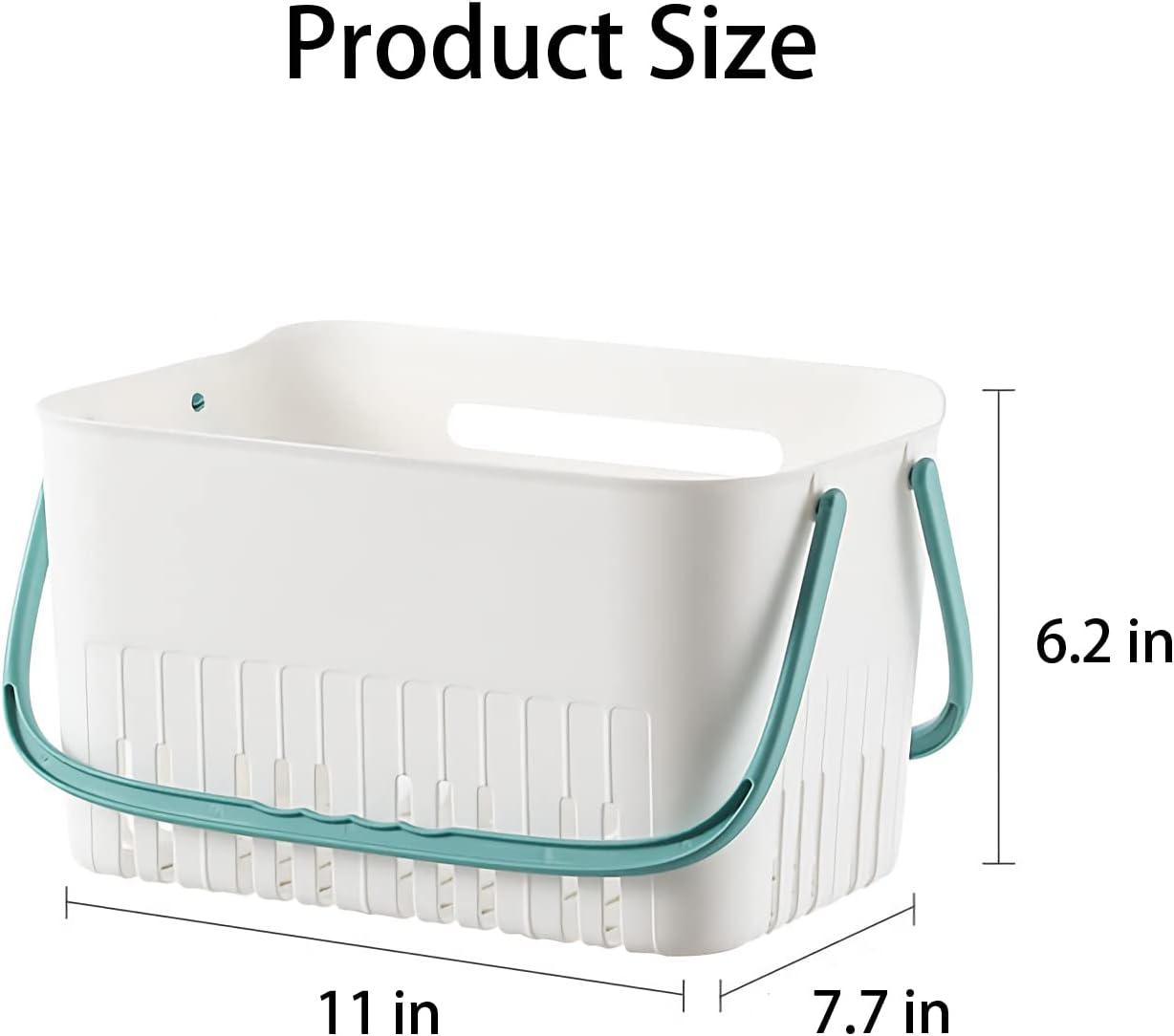 imageUUJOLY Portable Shower Caddy Basket Tote for Bathroom College Dorm Plastic Storage Basket with Handles Organizer Bins for Kitchen Bathroom Green Handle