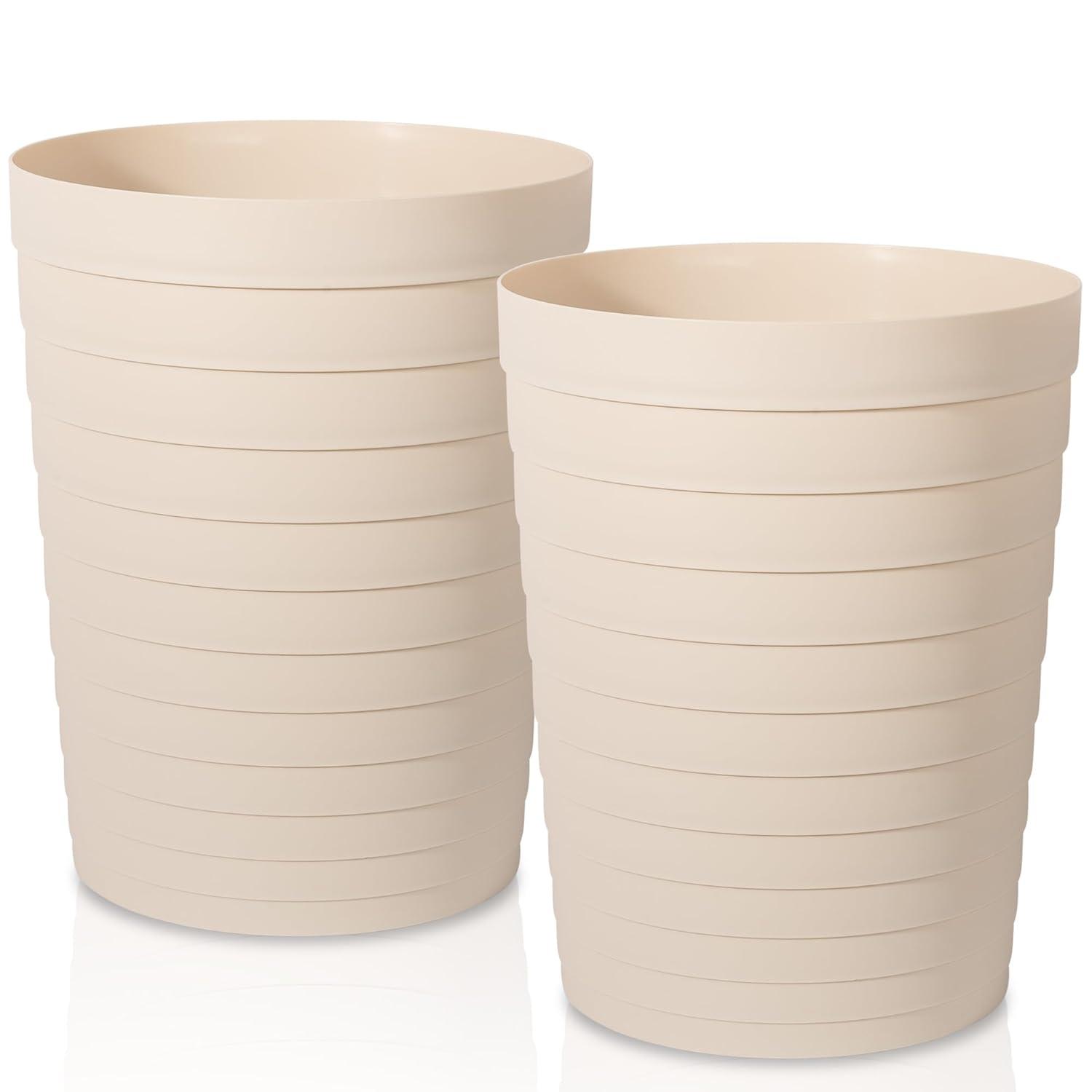 imageUUJOLY Small Bathroom Trash Can Wastebasket Plastic Garbage Bin Container Basket for Bathrooms Laundry Room Kitchens Offices Kids Rooms Dorms Black 18 GallonBeige