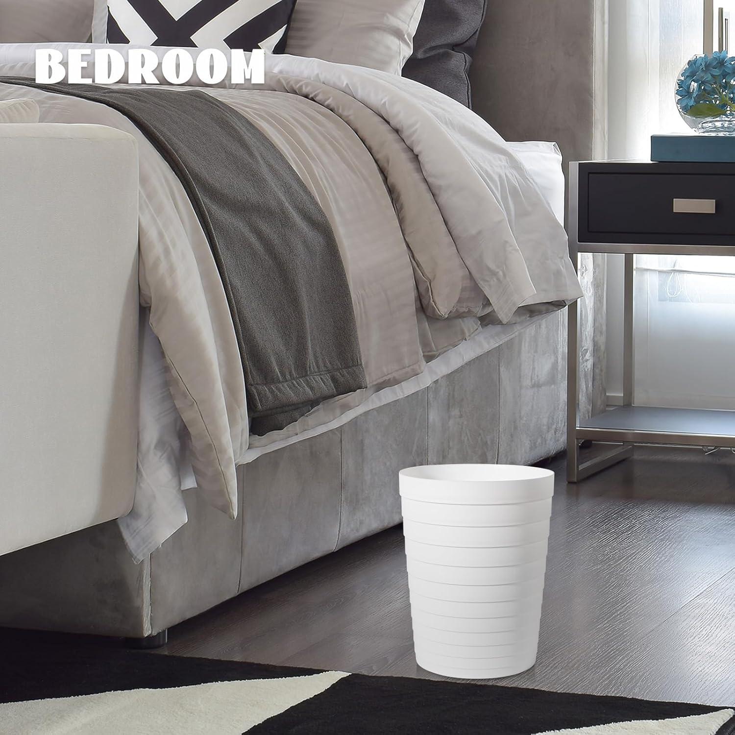 imageUUJOLY Small Bathroom Trash Can Wastebasket Plastic Garbage Bin Container Basket for Bathrooms Laundry Room Kitchens Offices Kids Rooms Dorms Black 18 GallonWhite