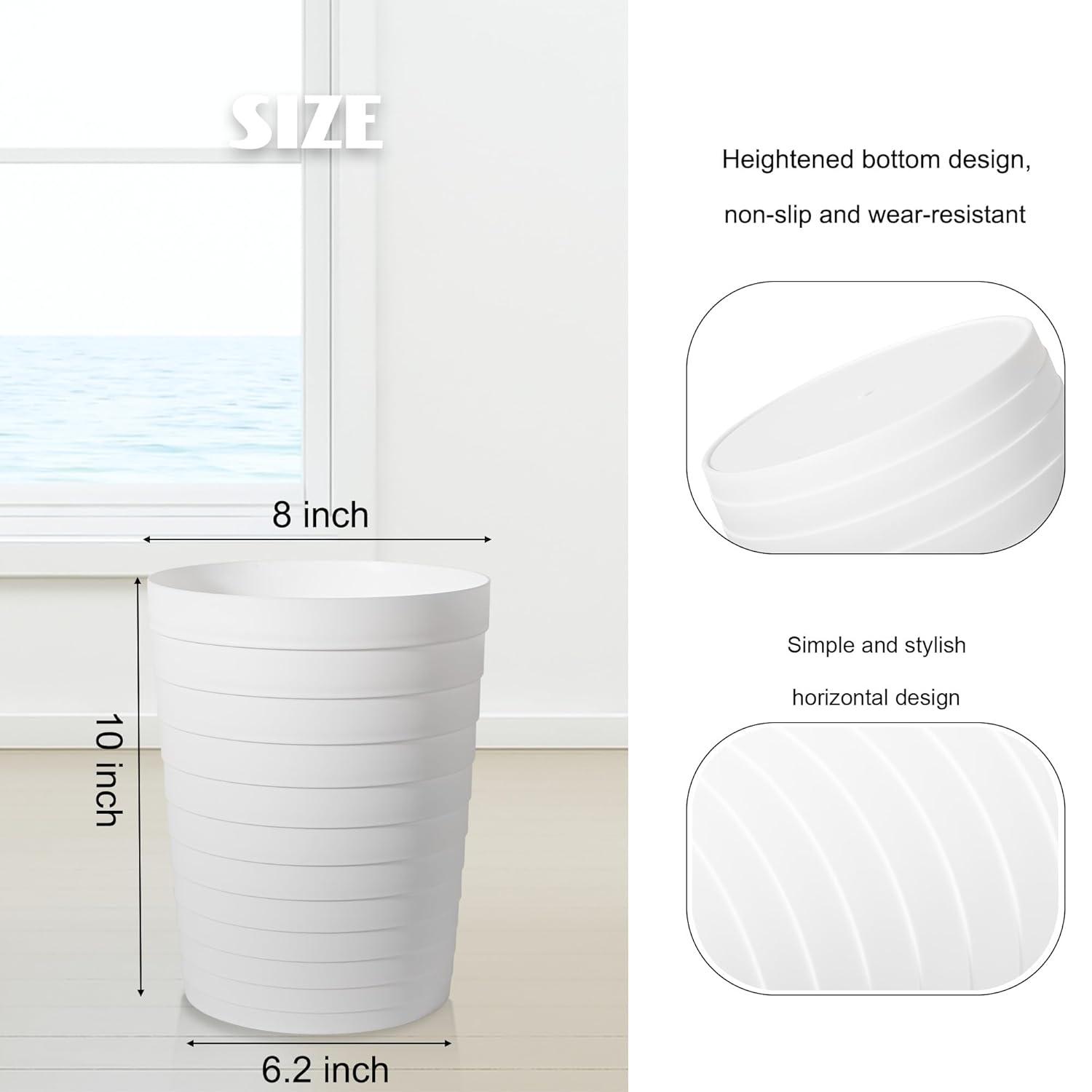 imageUUJOLY Small Bathroom Trash Can Wastebasket Plastic Garbage Bin Container Basket for Bathrooms Laundry Room Kitchens Offices Kids Rooms Dorms Black 18 GallonWhite