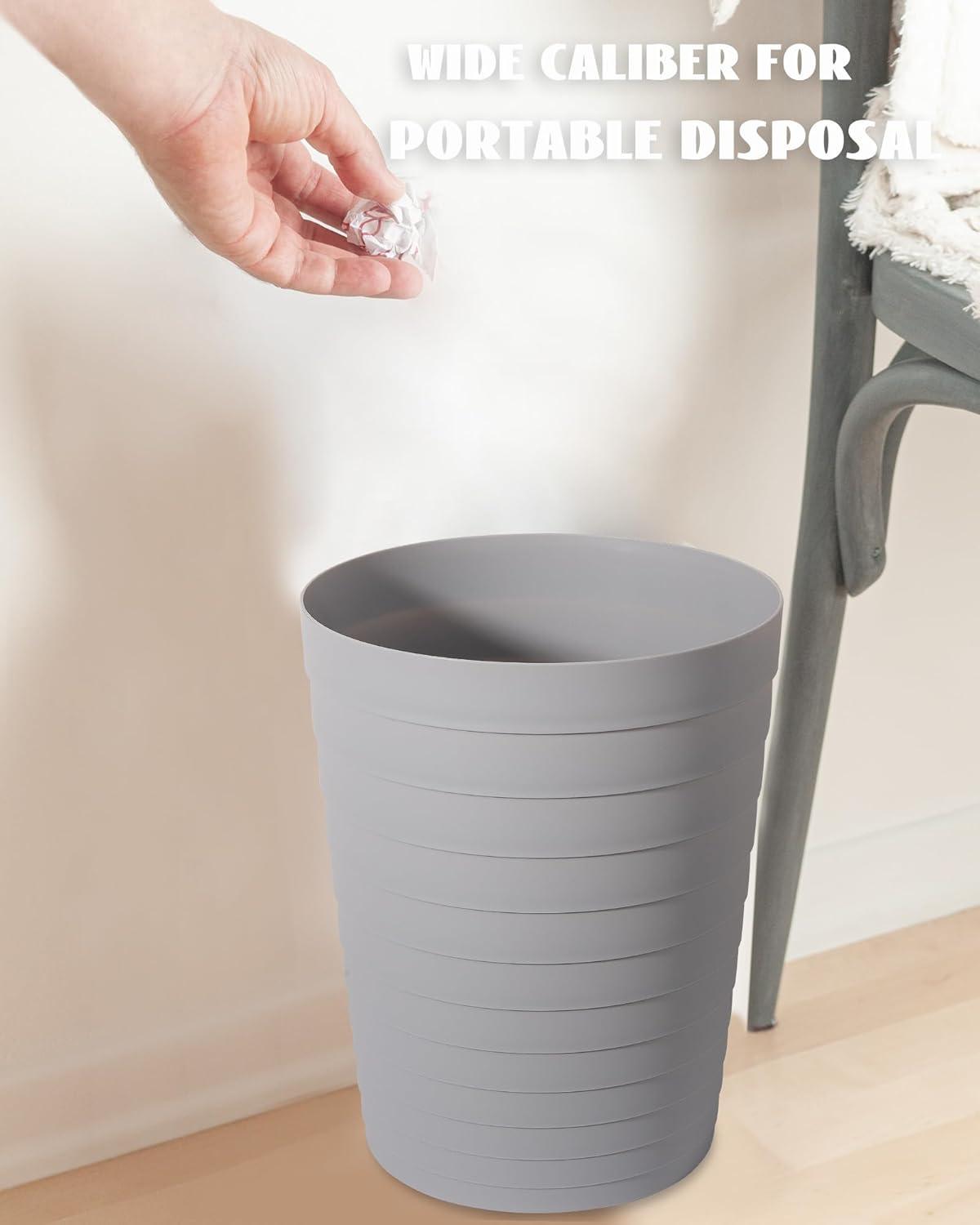 imageUUJOLY Small Bathroom Trash Can Wastebasket Plastic Garbage Bin Container Basket for Bathrooms Laundry Room Kitchens Offices Kids Rooms Dorms Black 18 GallonGrey