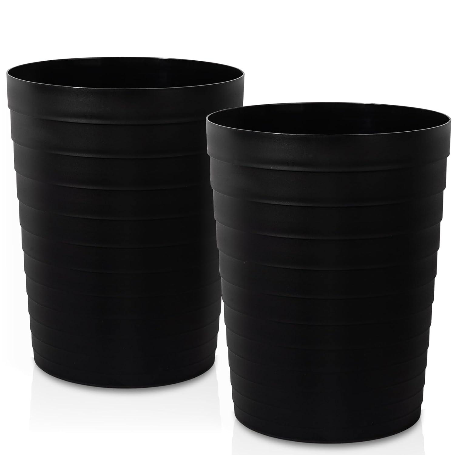 imageUUJOLY Small Bathroom Trash Can Wastebasket Plastic Garbage Bin Container Basket for Bathrooms Laundry Room Kitchens Offices Kids Rooms Dorms Black 18 GallonBlack